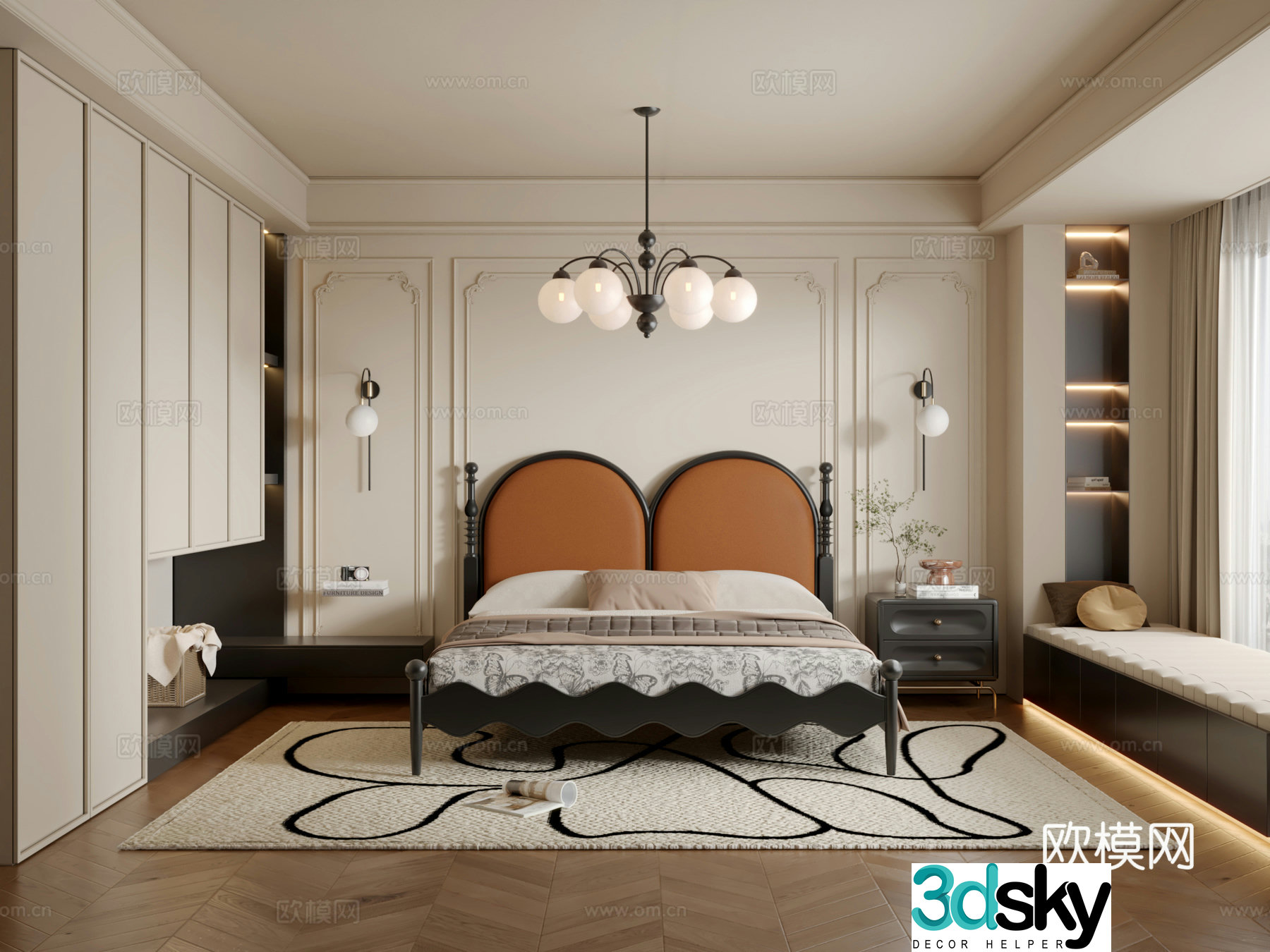 French bedroom master bedroom 3d model
