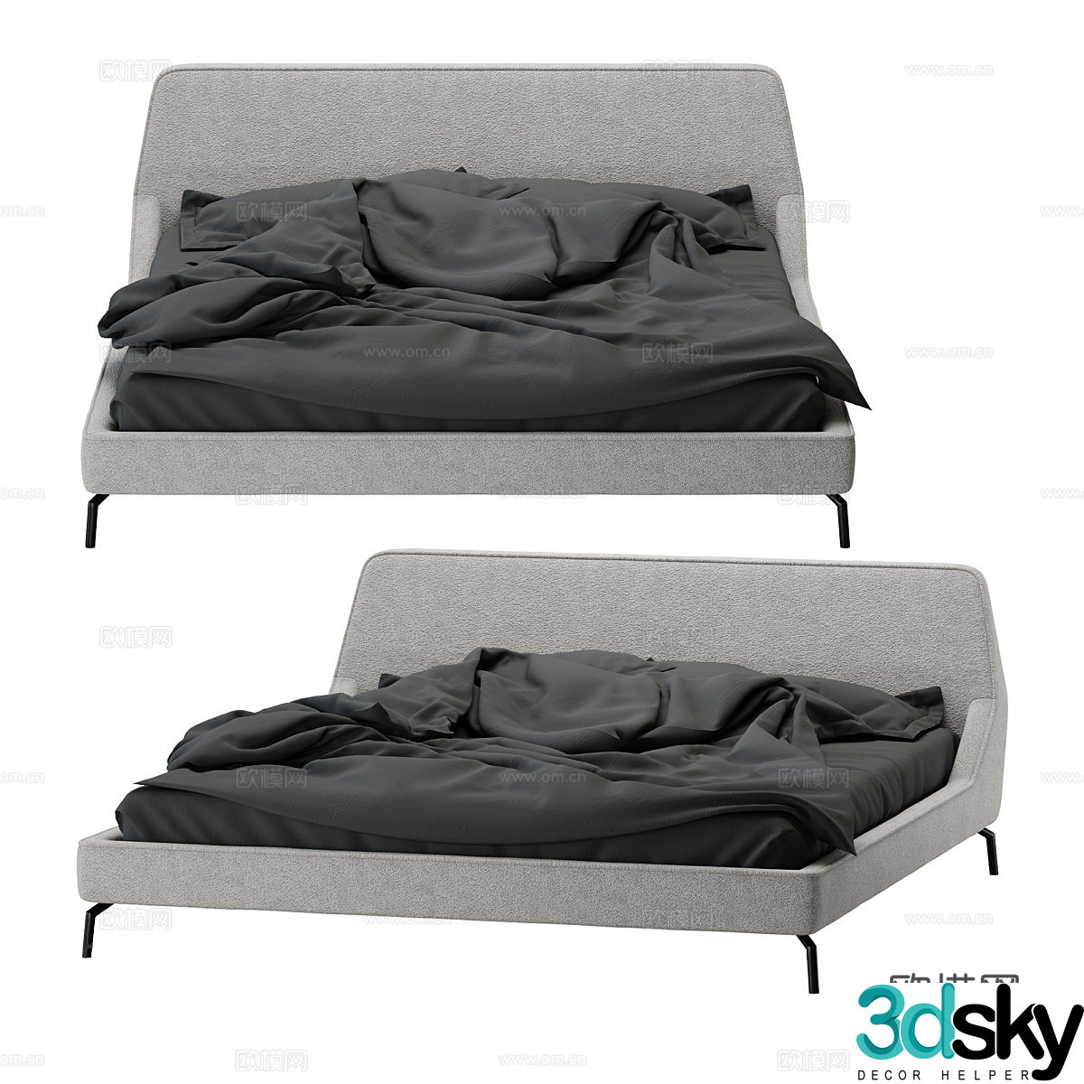 Modern double bed 3d model