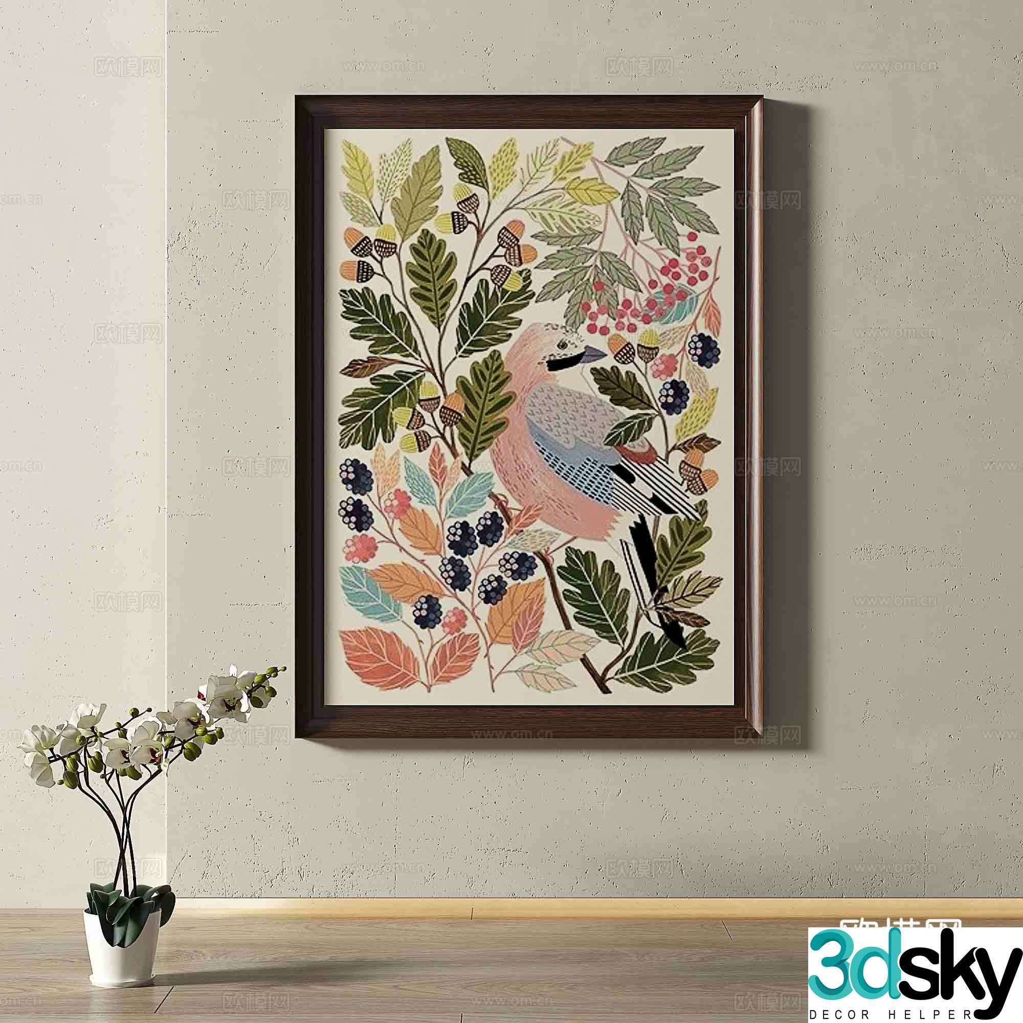 Retro hanging paintings decorative paintings 3d model