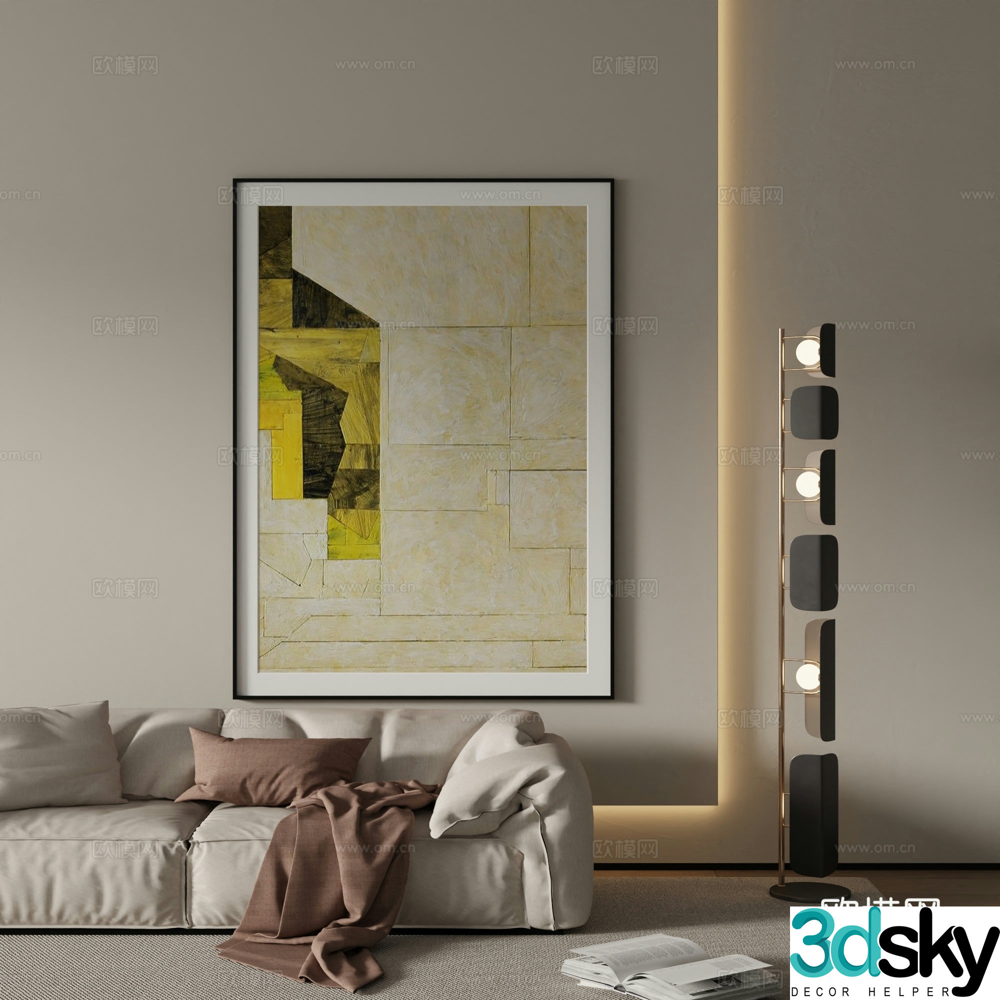 Modern abstract painting Decorative painting 3d model