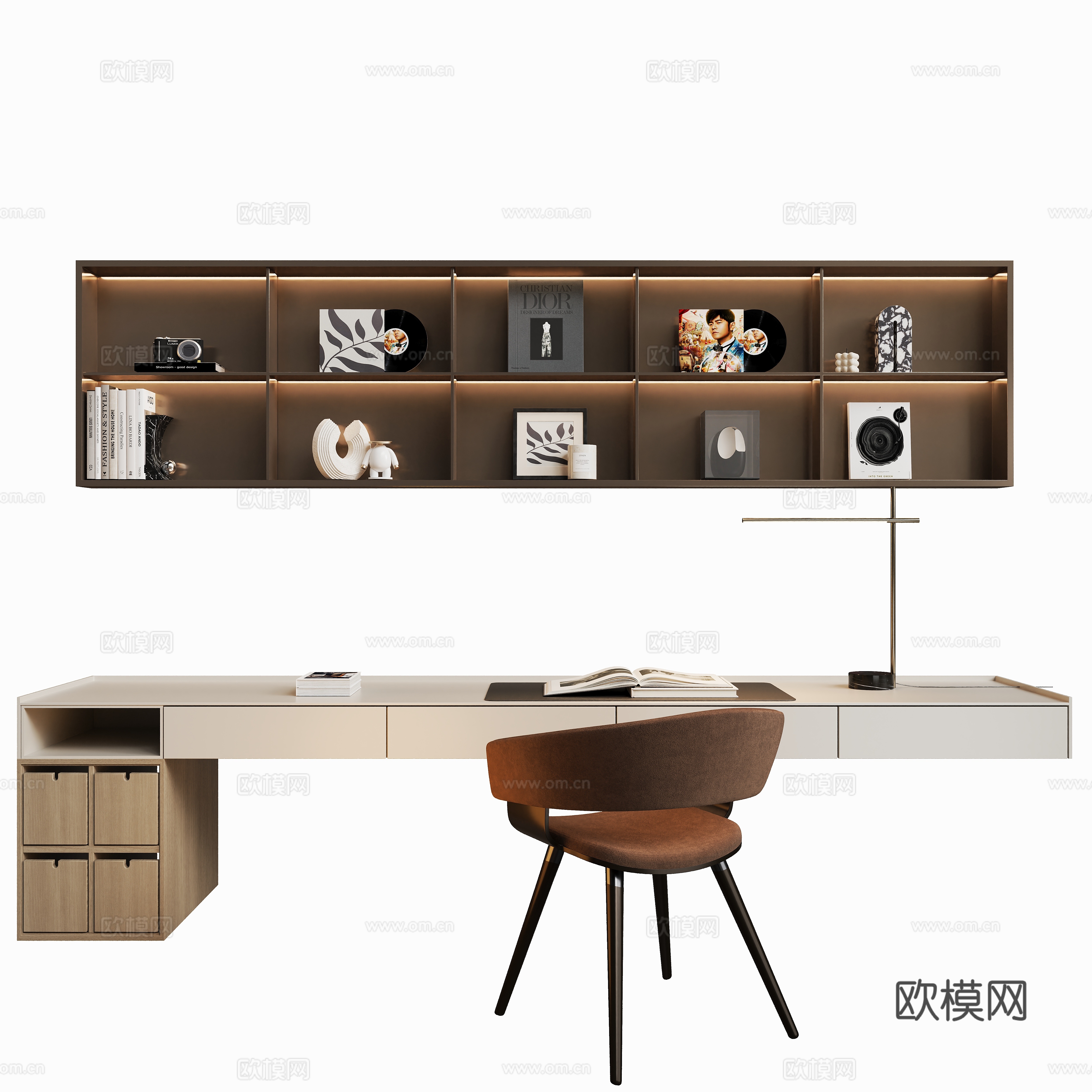 Modern desk and chair 3d model