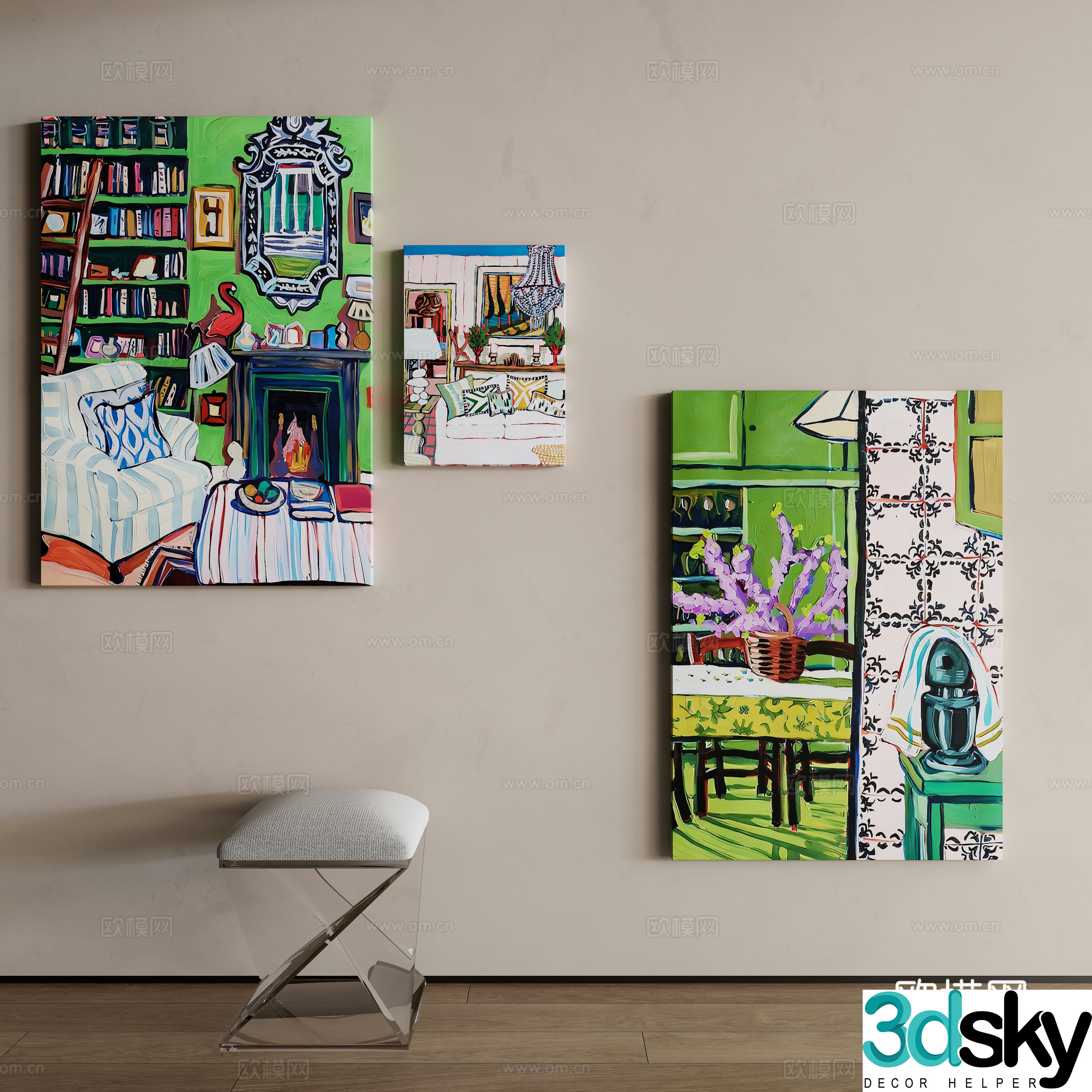 French oil painting decorative painting 3d model
