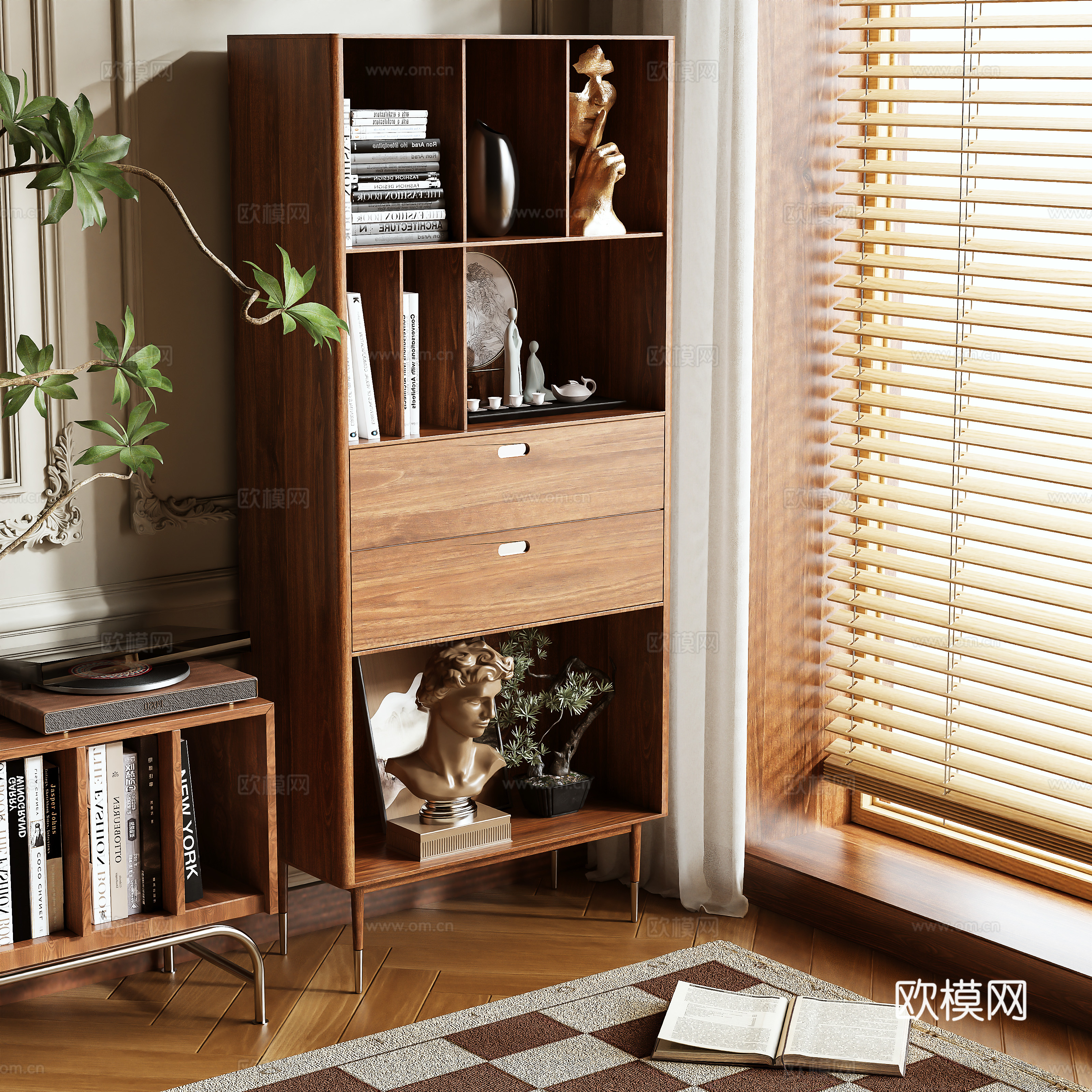 Medieval style bookcase 3D model