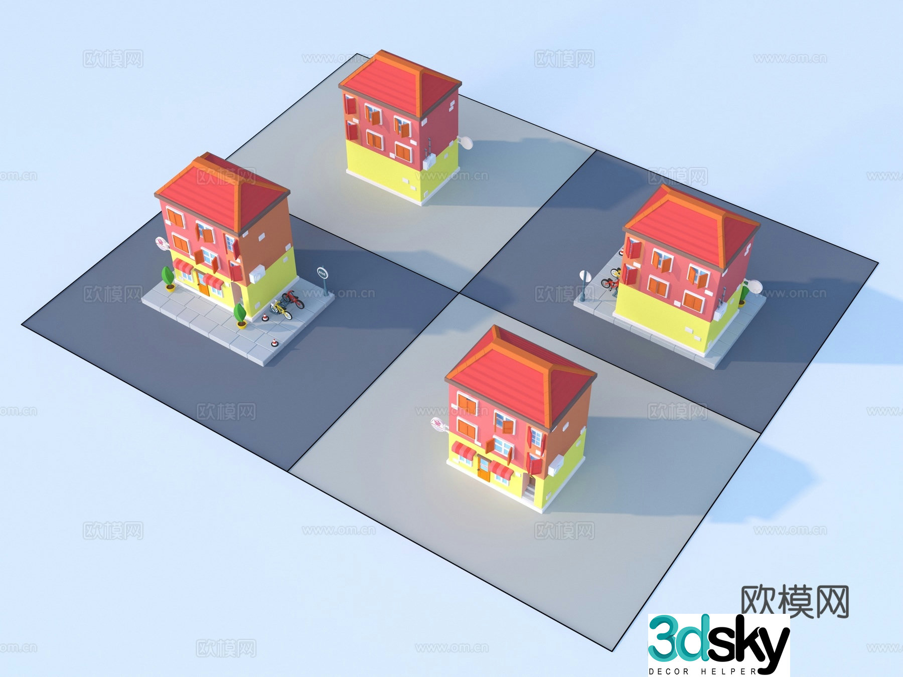 Cartoon toys Architectural sketch 3d model