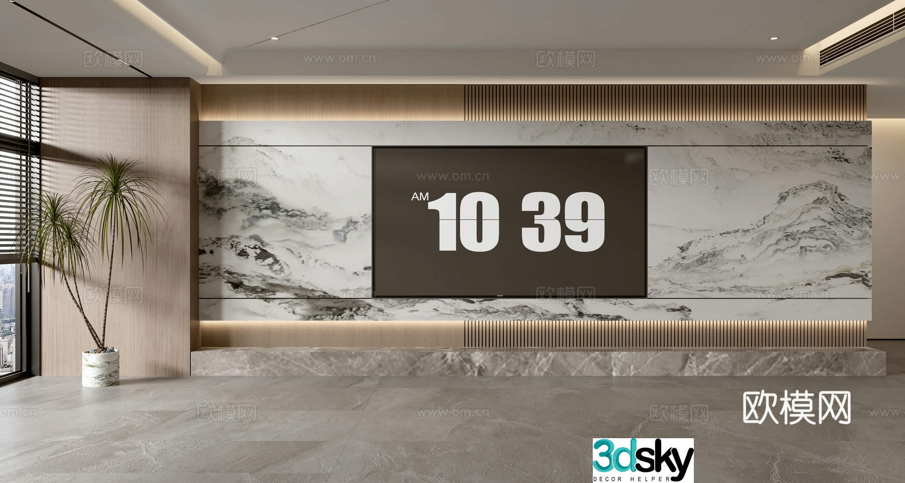 Modern TV background wall 3d model