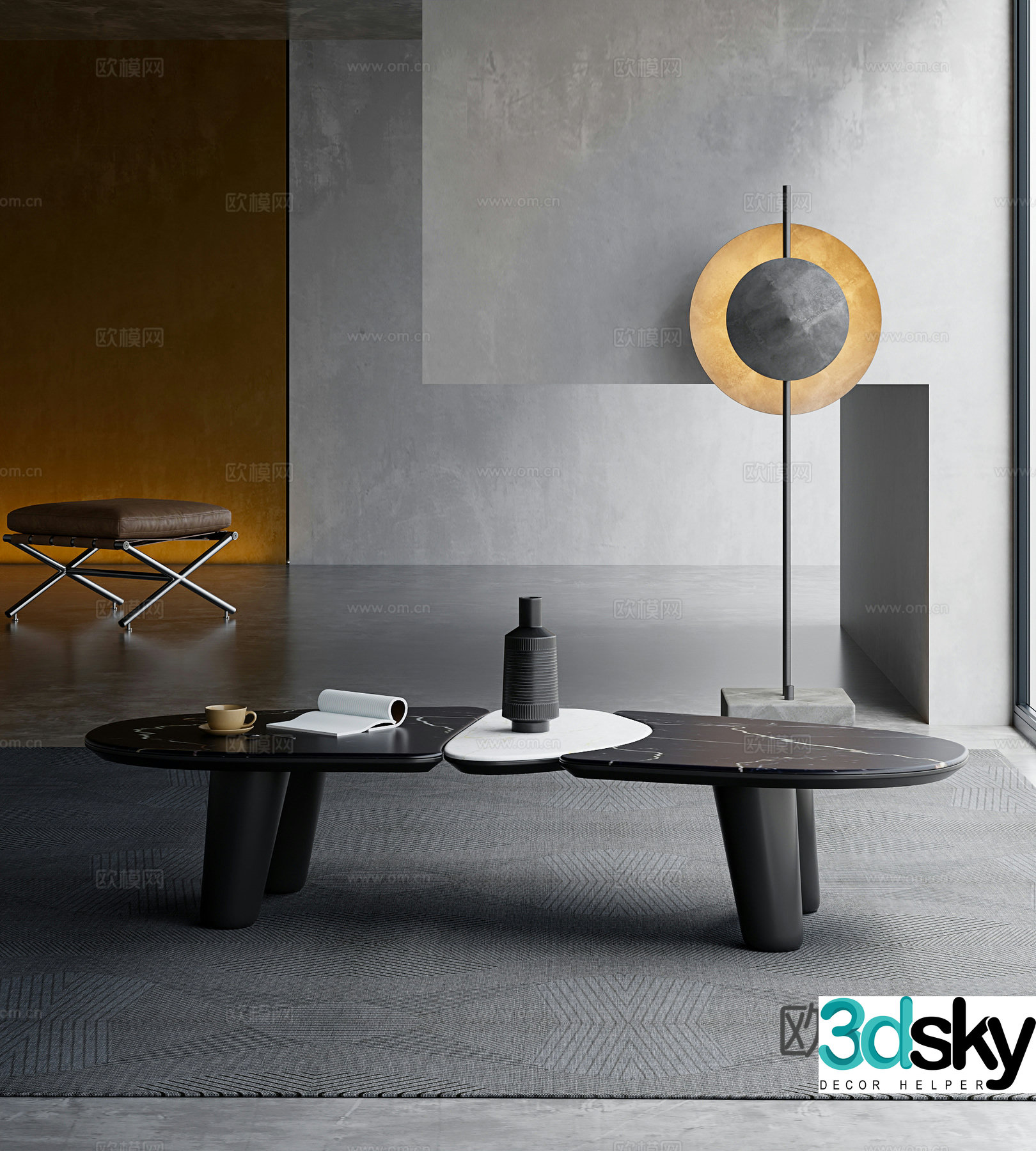 Modern marble coffee table 3d model