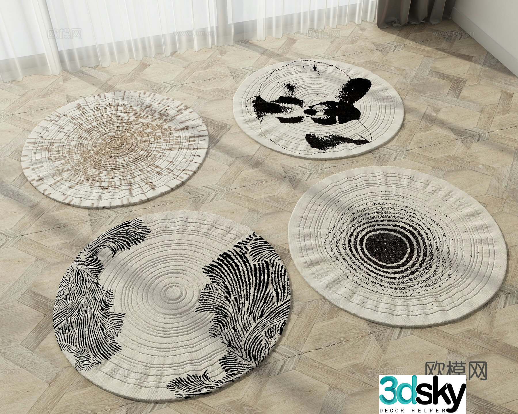 Modern round carpet 3d model