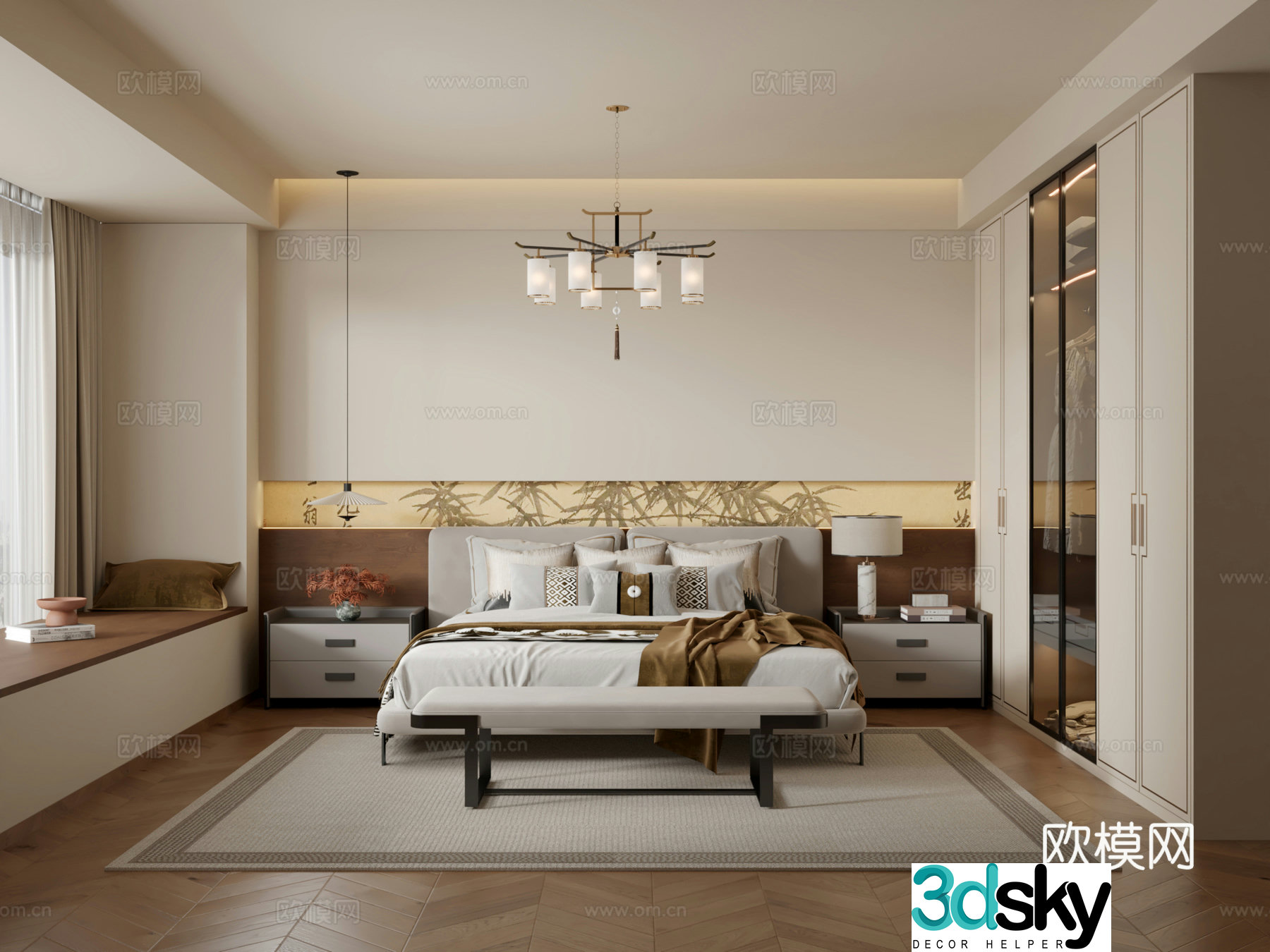 New Chinese style bedroom master bedroom 3D model