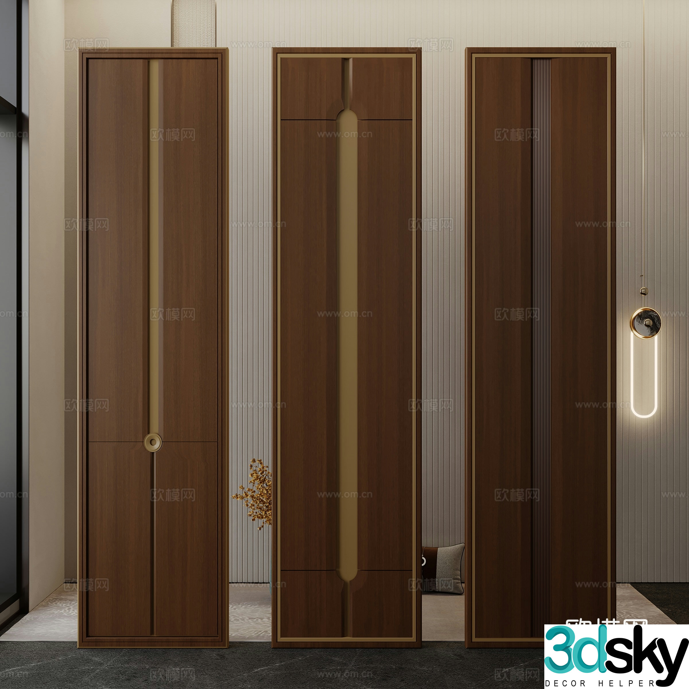 New Chinese style wall panel modeling board background wall panel 3d model