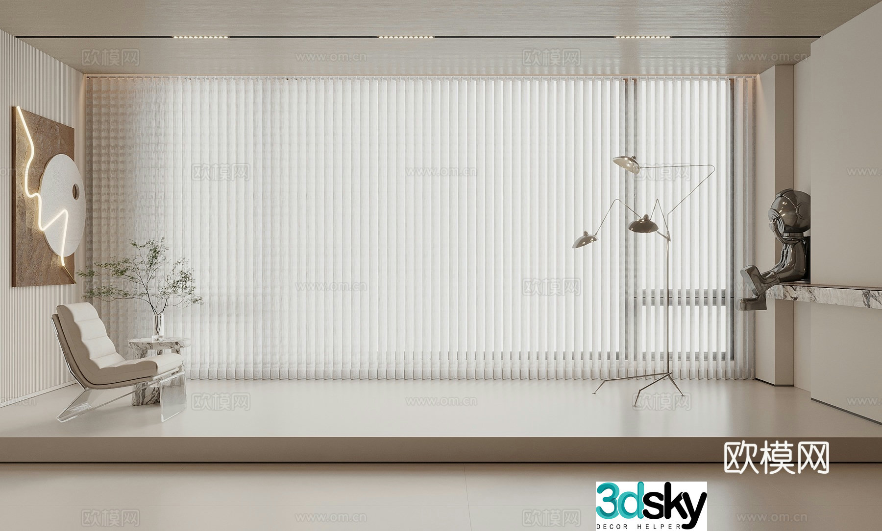 Modern dream curtain venetian blind 3d model
