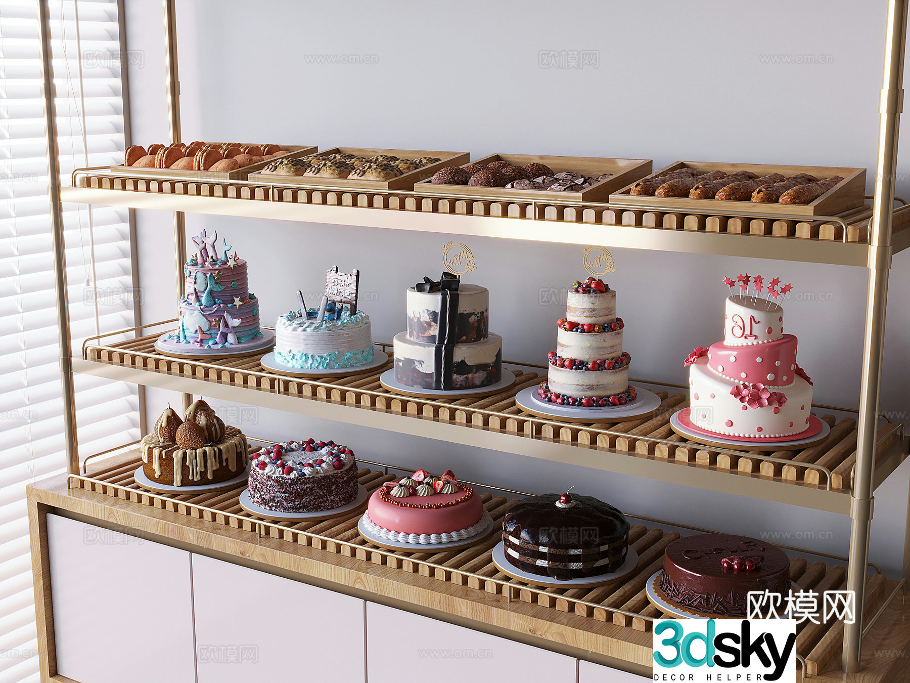 Strawberry Chocolate Cake Dessert Bread Belly Bels Becky Double Birthday Cake 3D Model