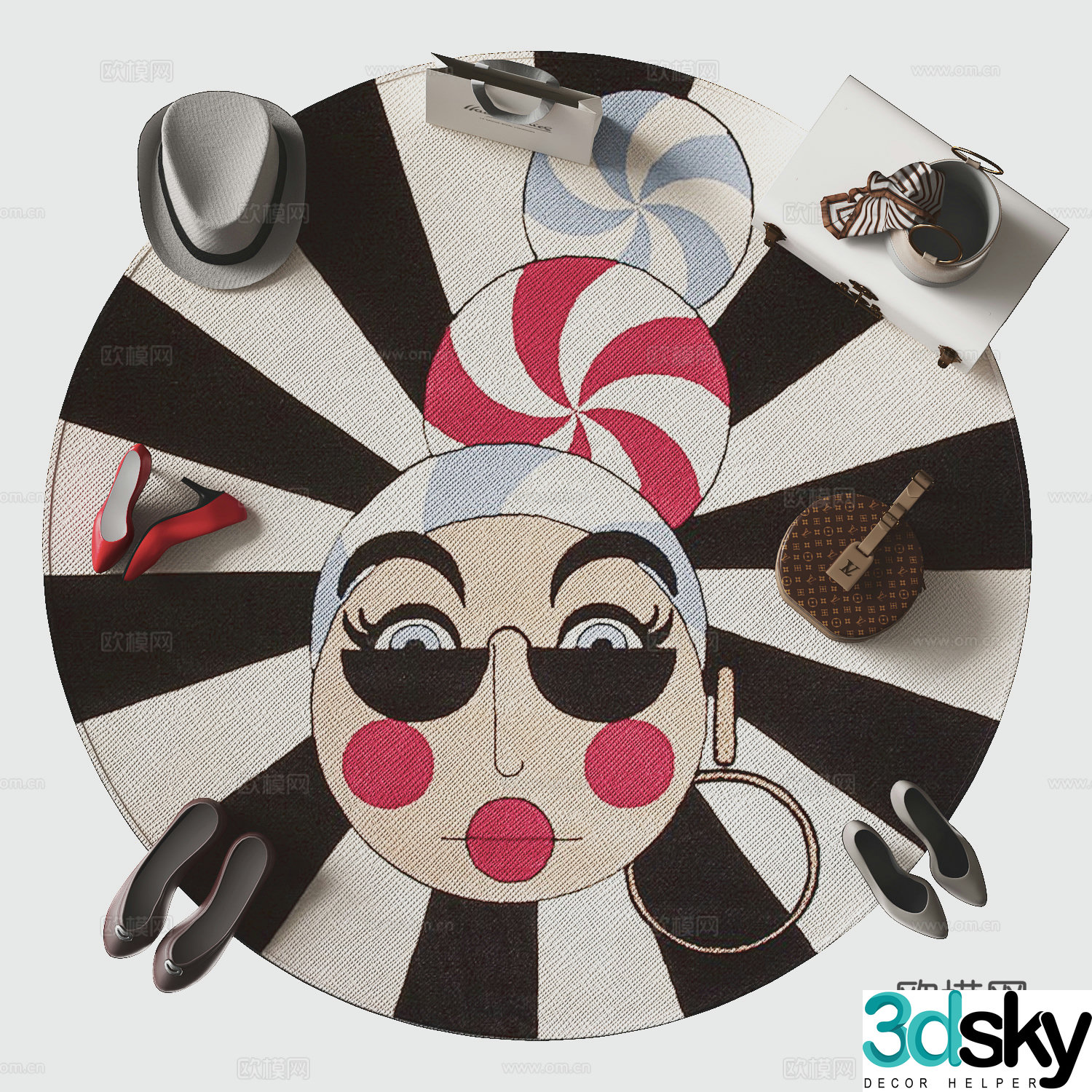 Modern round carpet 3d model