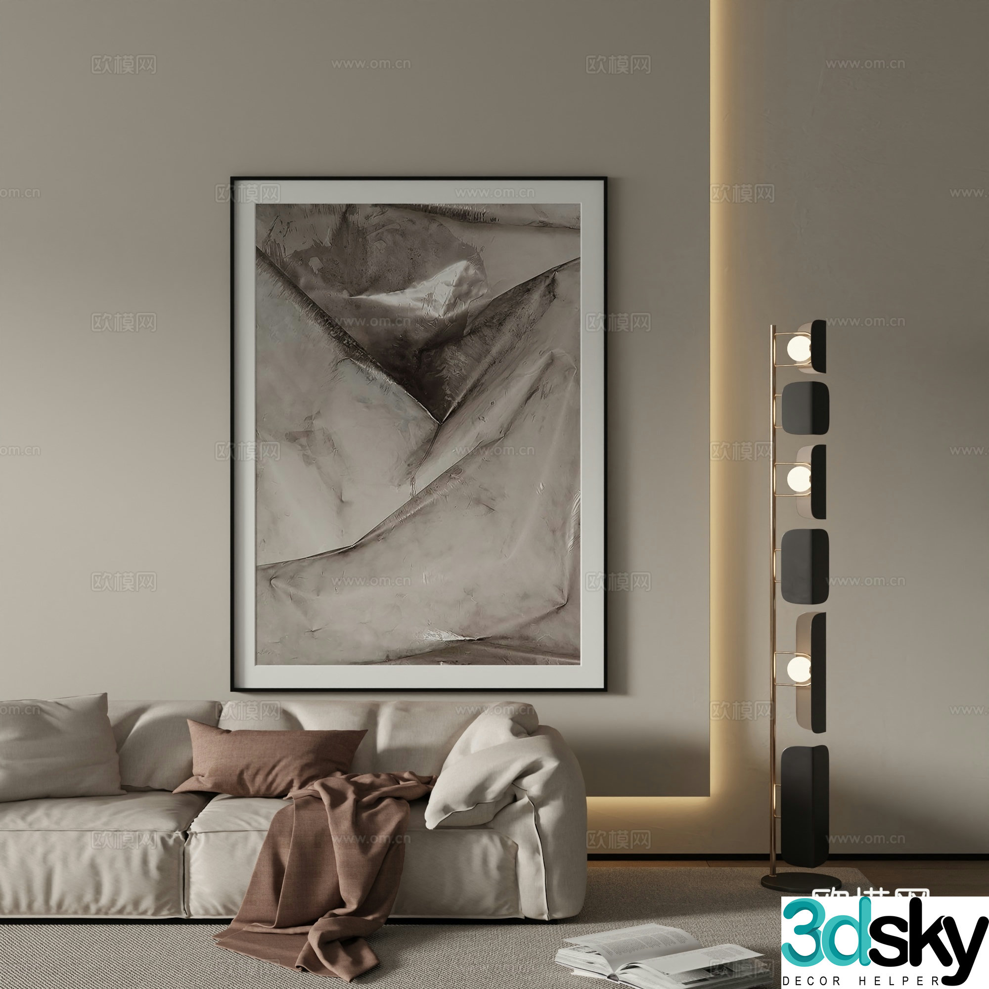 Modern abstract painting decorative painting 3d model