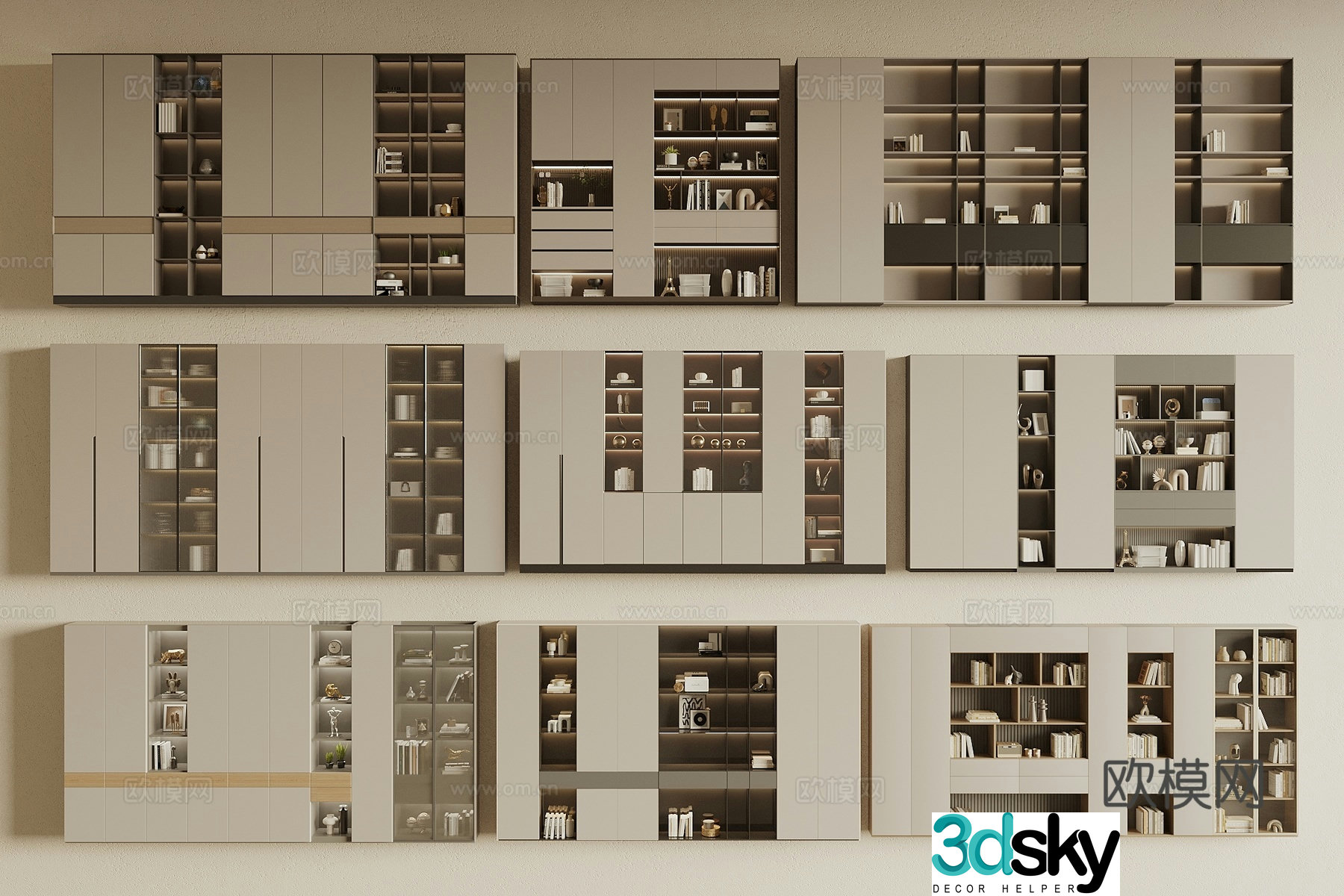 Modern bookcase open bookcase 3d model