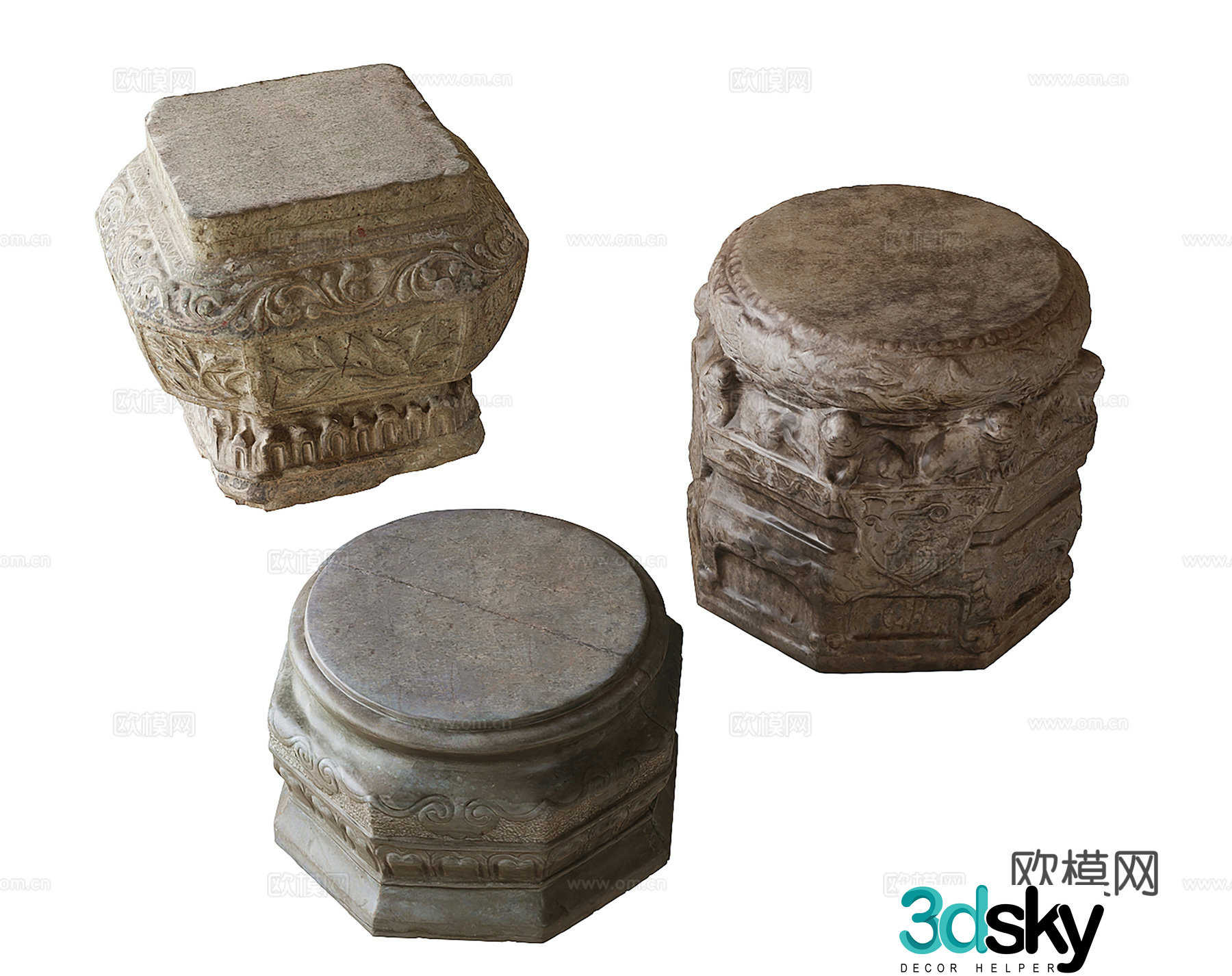 stone pier stool stone stool 3d model