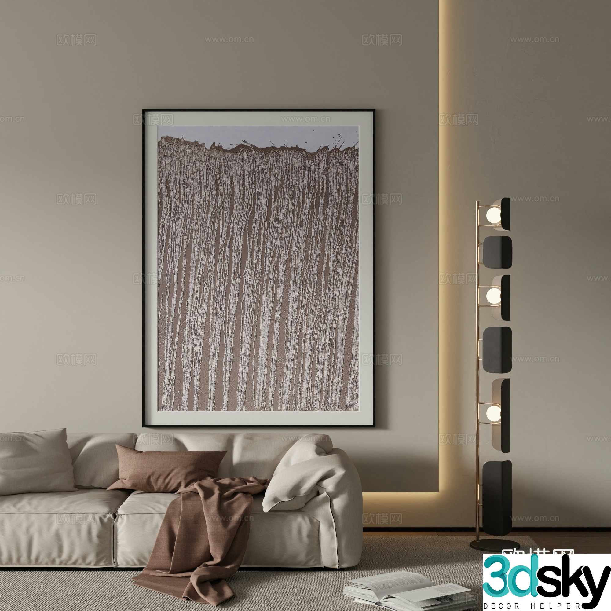 Modern abstract painting Decorative painting 3d model