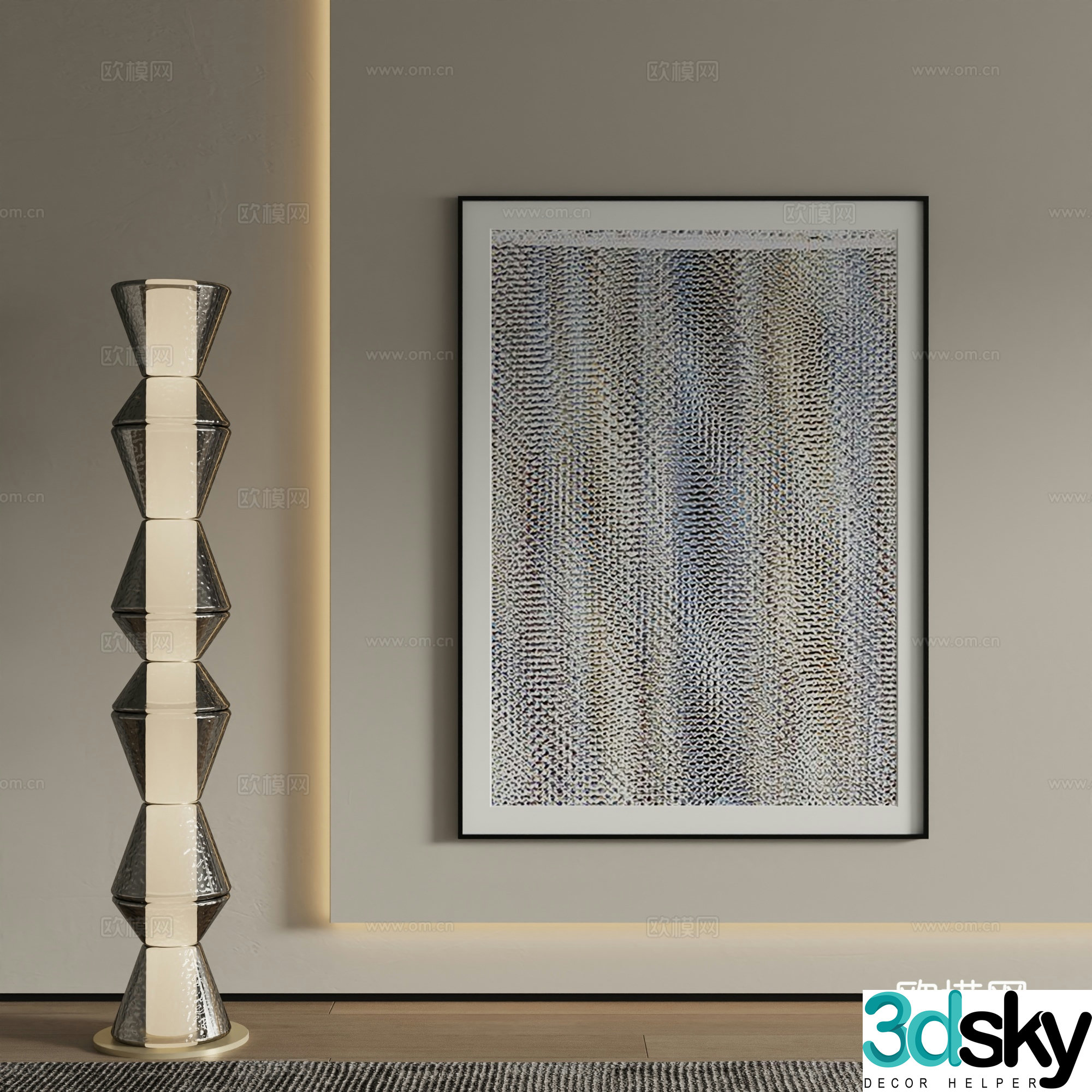Modern abstract painting decorative painting 3d model
