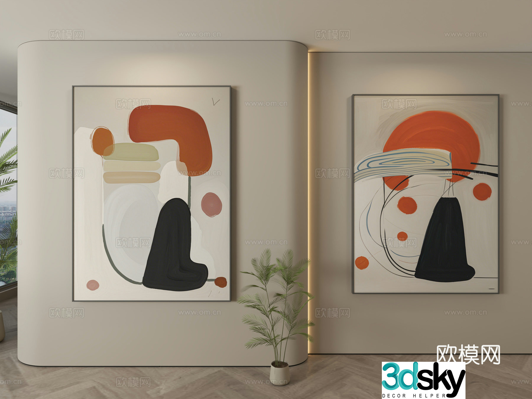 Modern decorative paintings Simple hanging paintings 3D model
