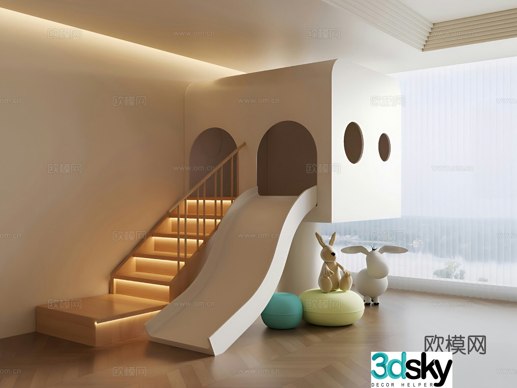 Modern children’s play area slide 3d model