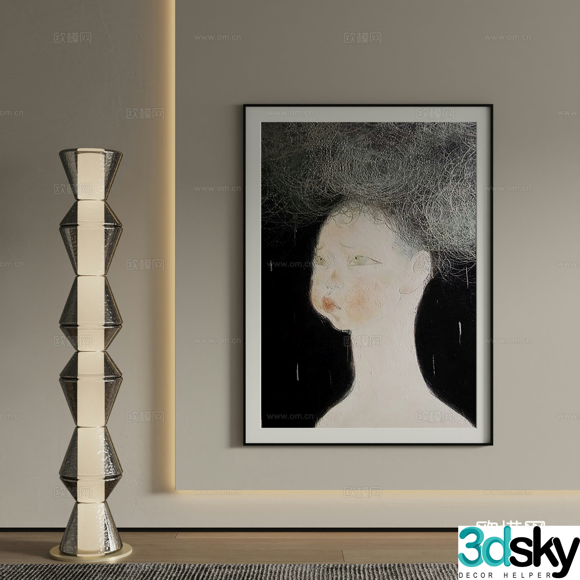 Modern abstract painting Decorative painting 3d model