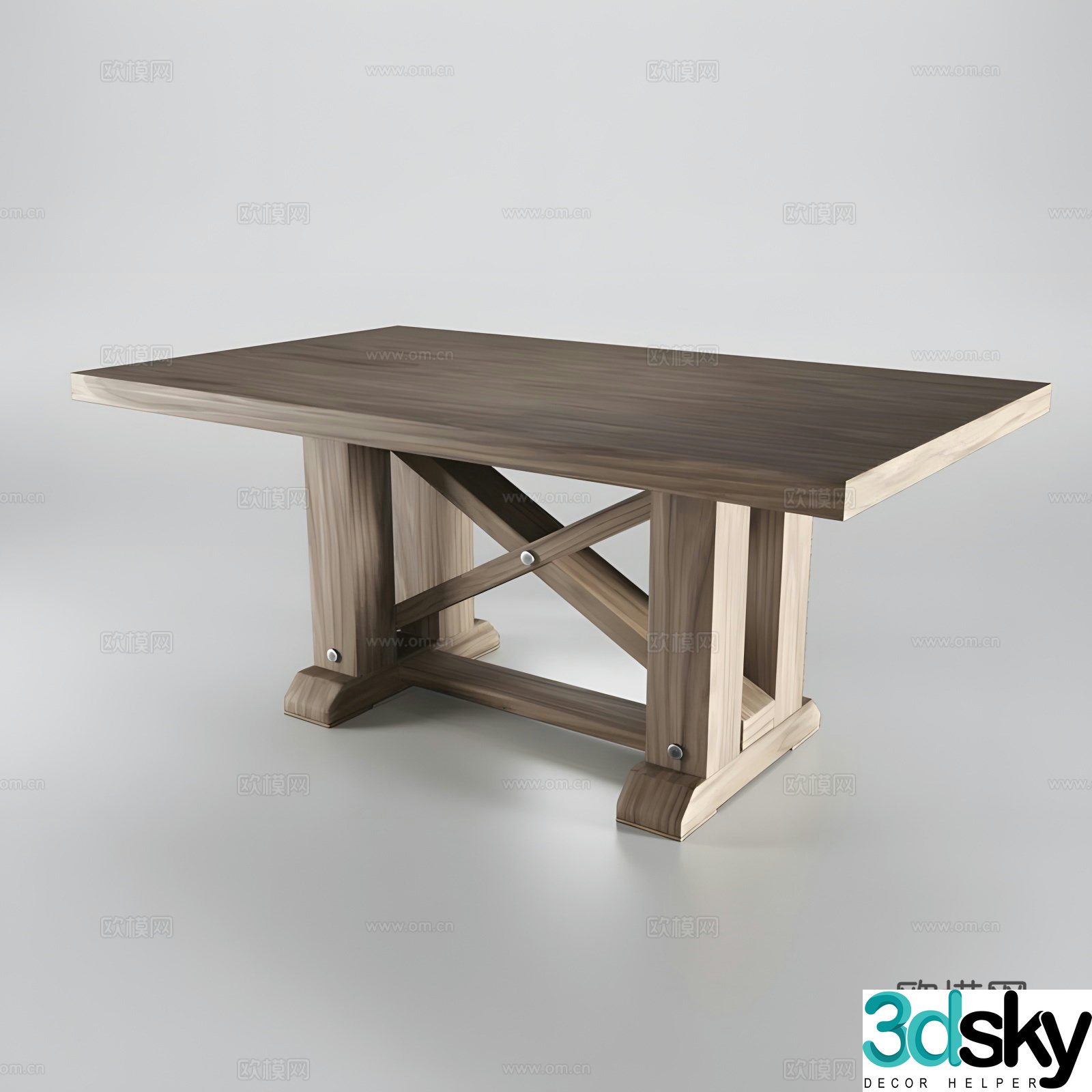 Log dining table 3d model