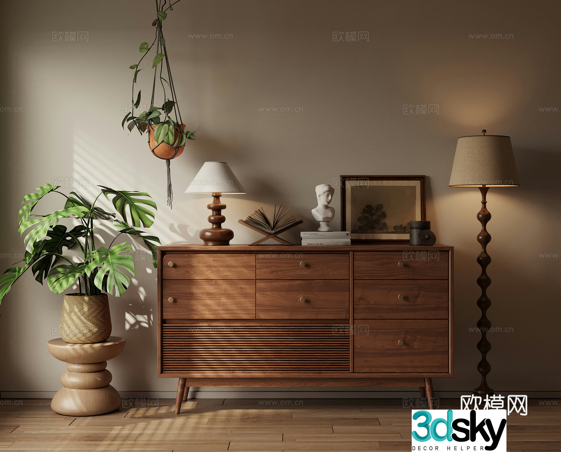 3D model of medieval style porch cabinet