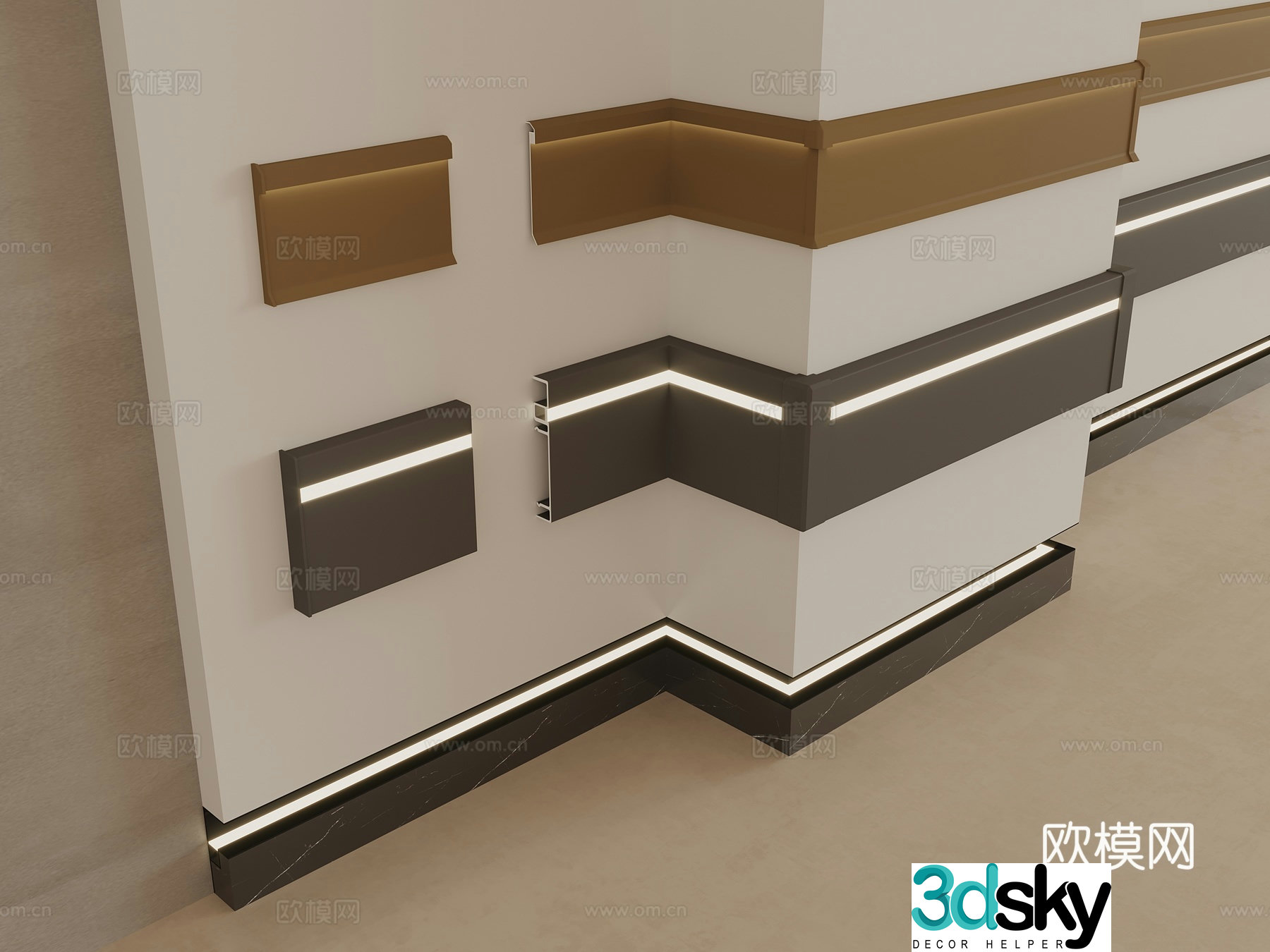 Modern light strip line skirting foot line foot line 3d model