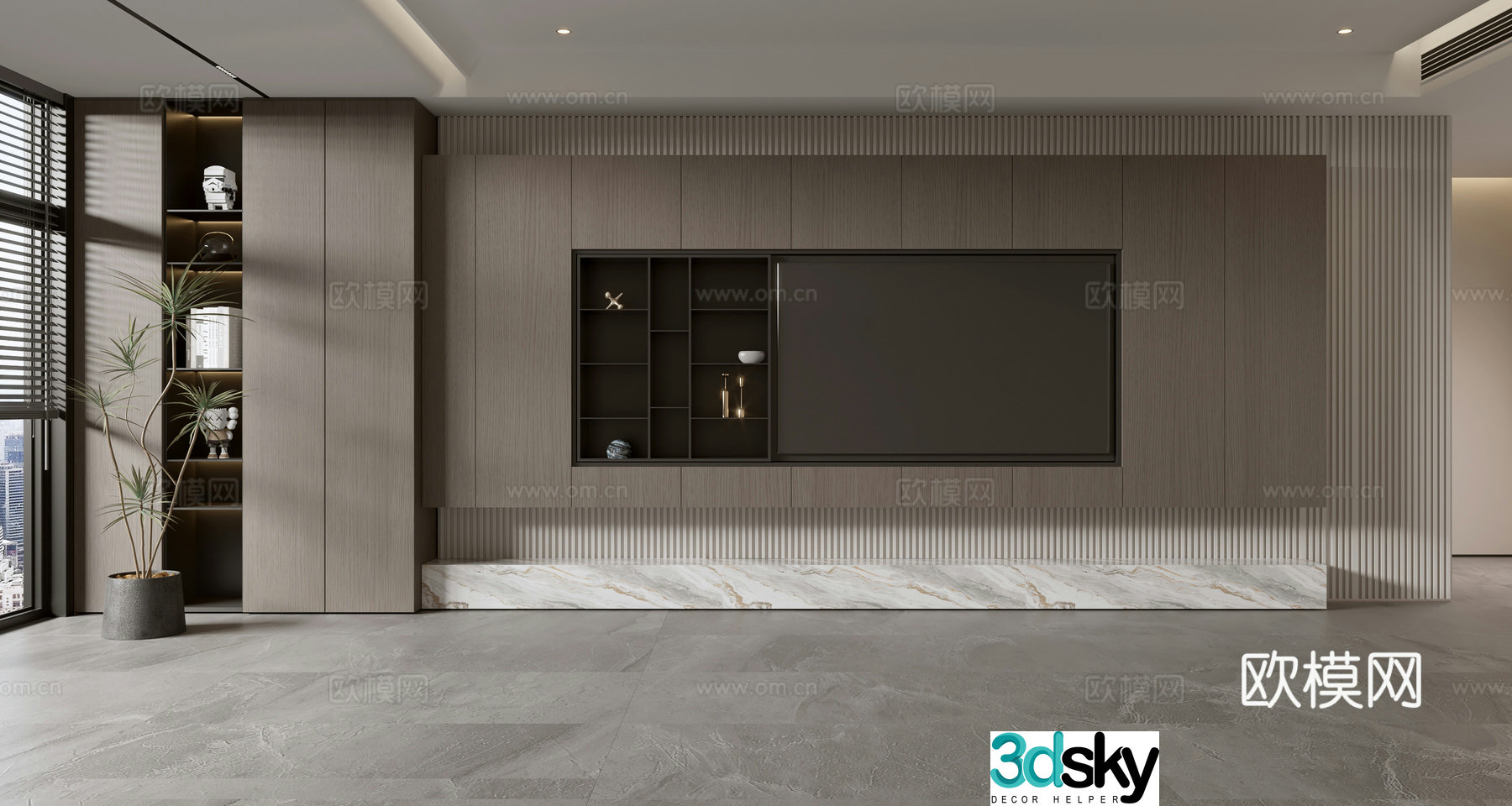 Modern TV background wall 3d model