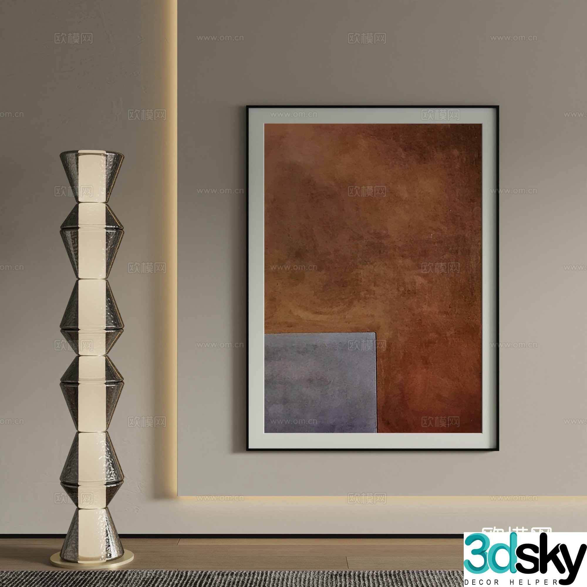 Modern abstract painting decorative painting 3d model