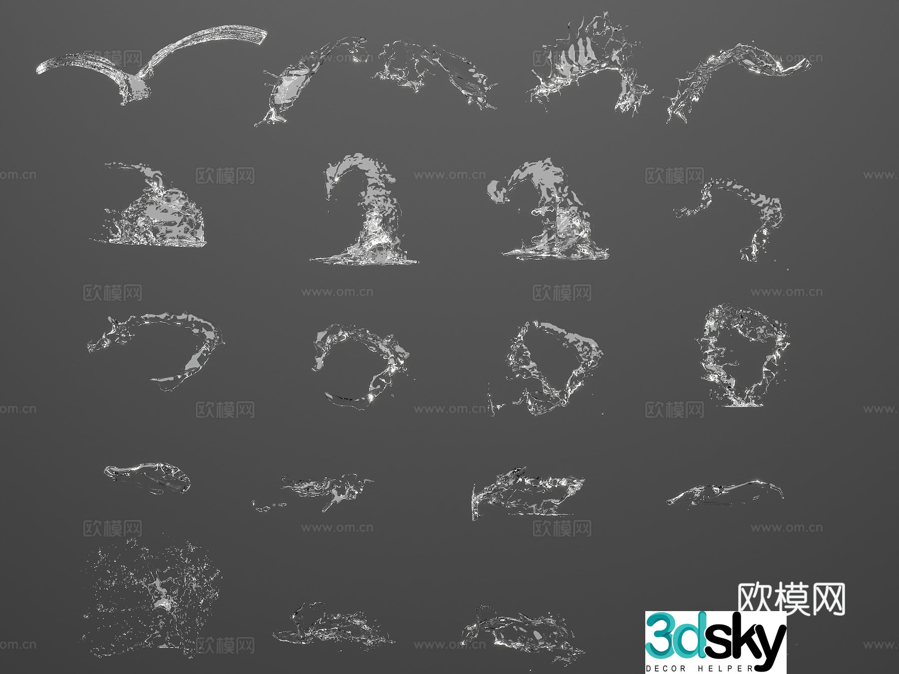 Water flowers and splash sputtering water spray water water water and splash water splash 3D model