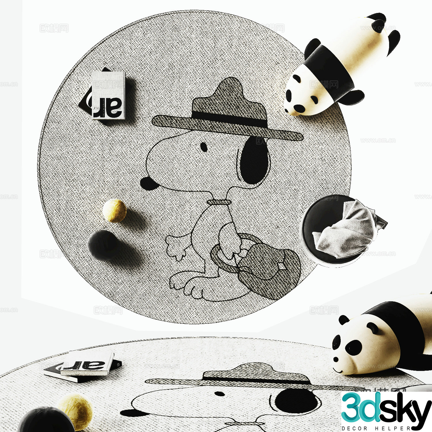 Modern children’s carpet Round carpet 3d model