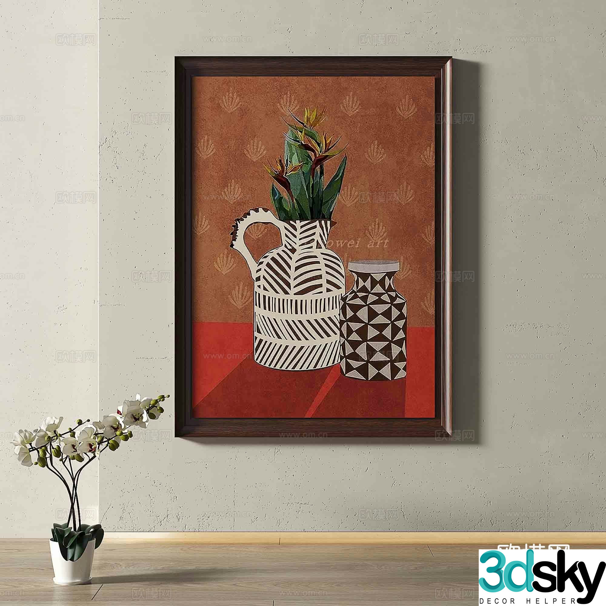 Wabi Vintage Hanging Painting Decorative Painting 3D Model