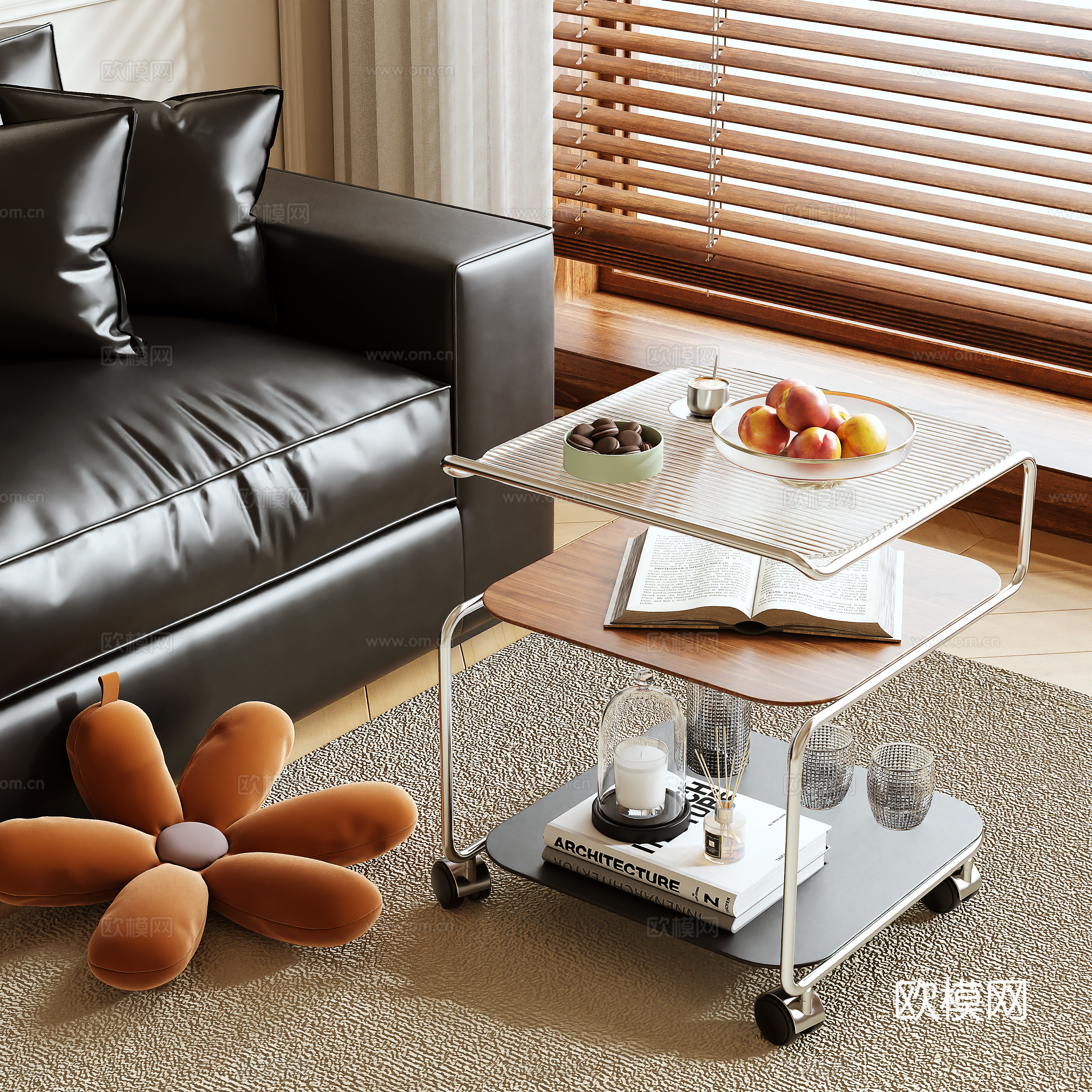 Middle-aged side table corner table 3D model