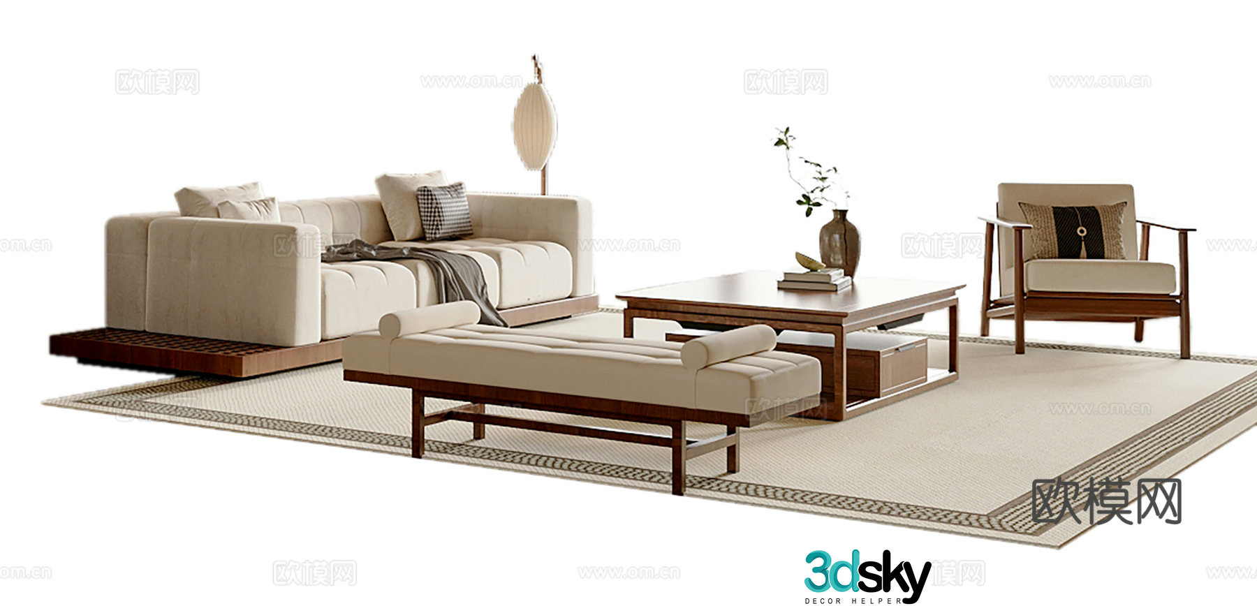 New Chinese style combination sofa 3D model