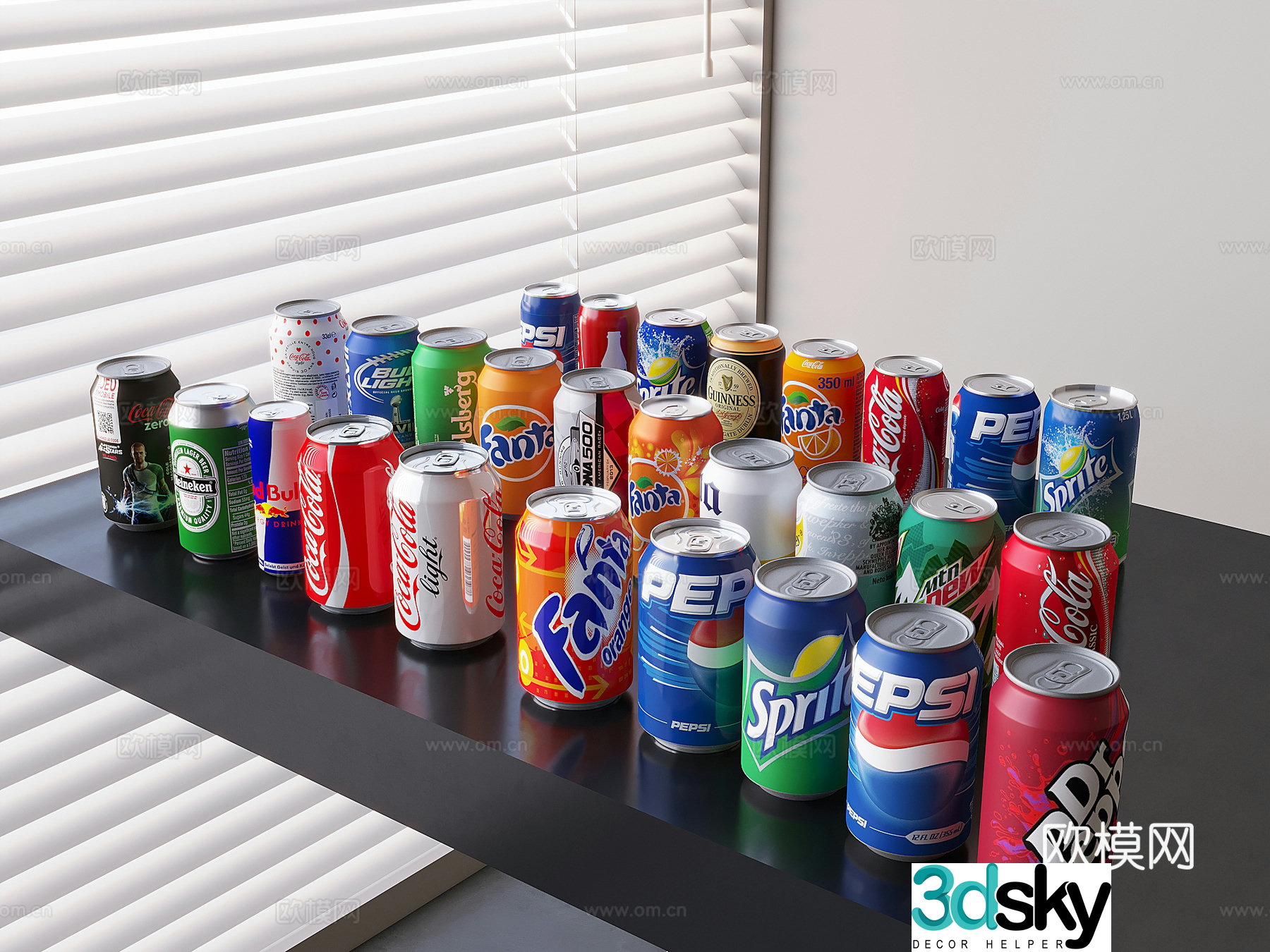 Coca-Cola Fanta Sprite Pepsi Drink Beverage Alcohol Beer 3d model