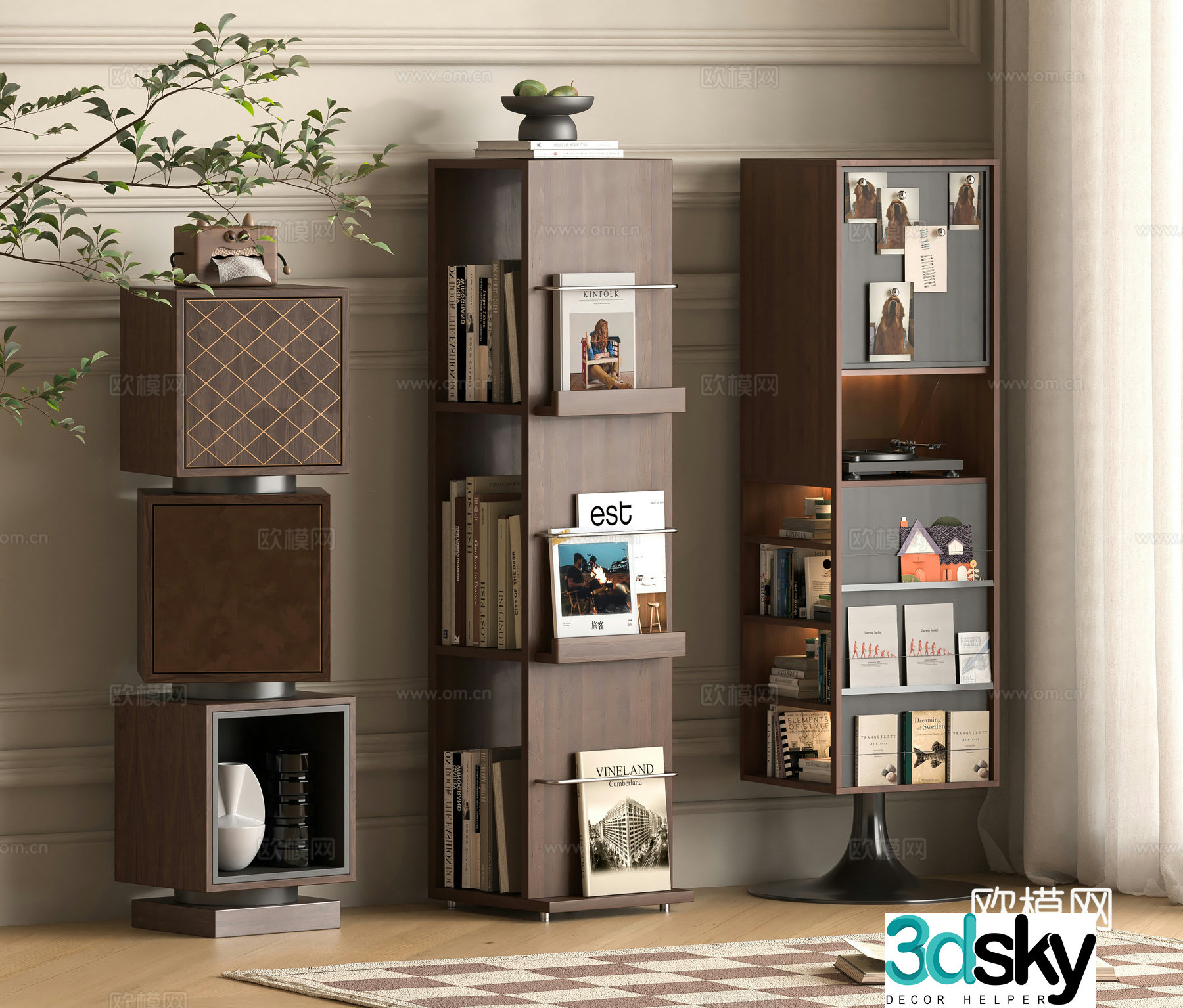 Middle-aged bookcase Magazine rack 3D model