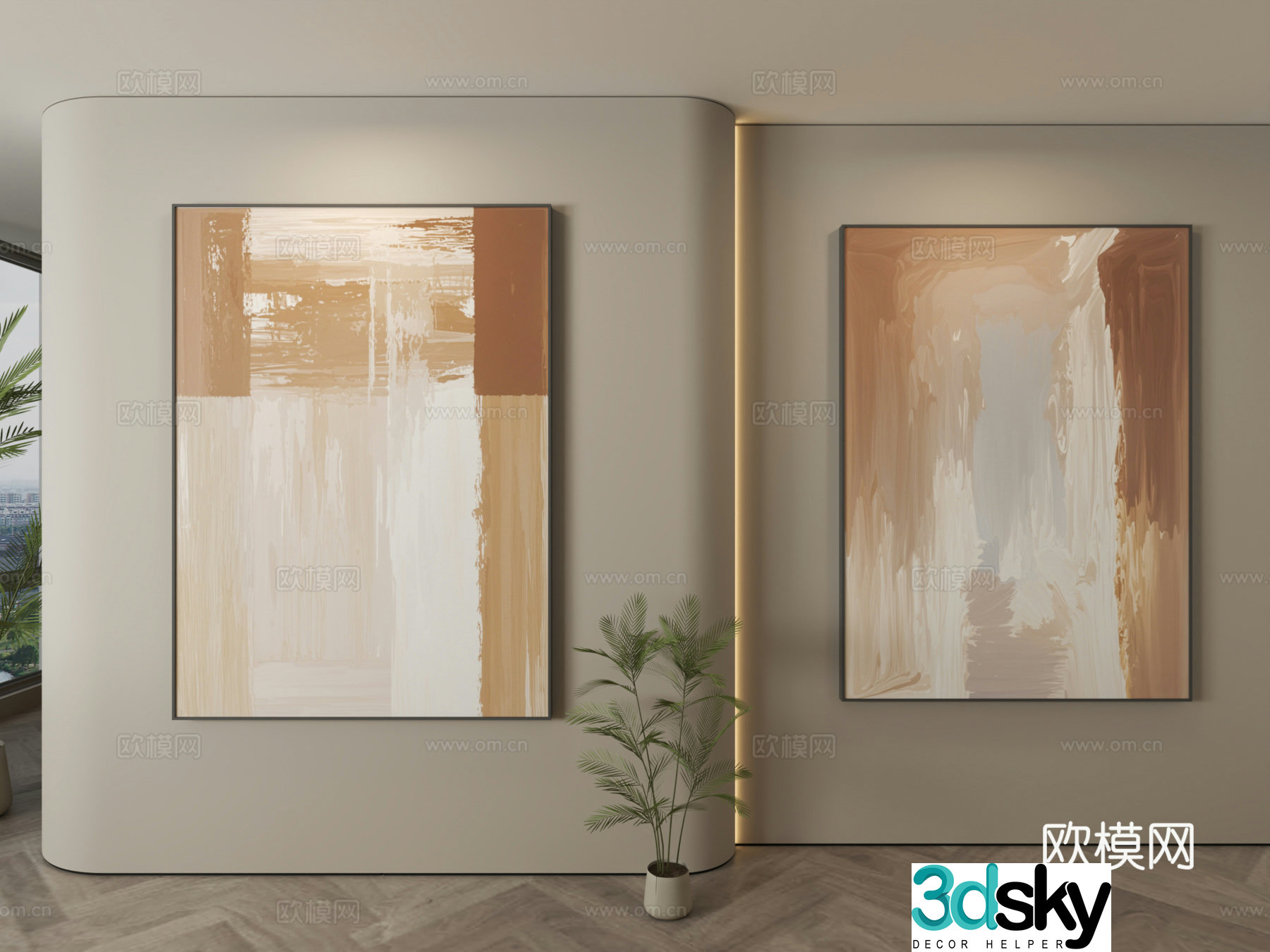 Modern decorative paintings Simple hanging paintings 3D model