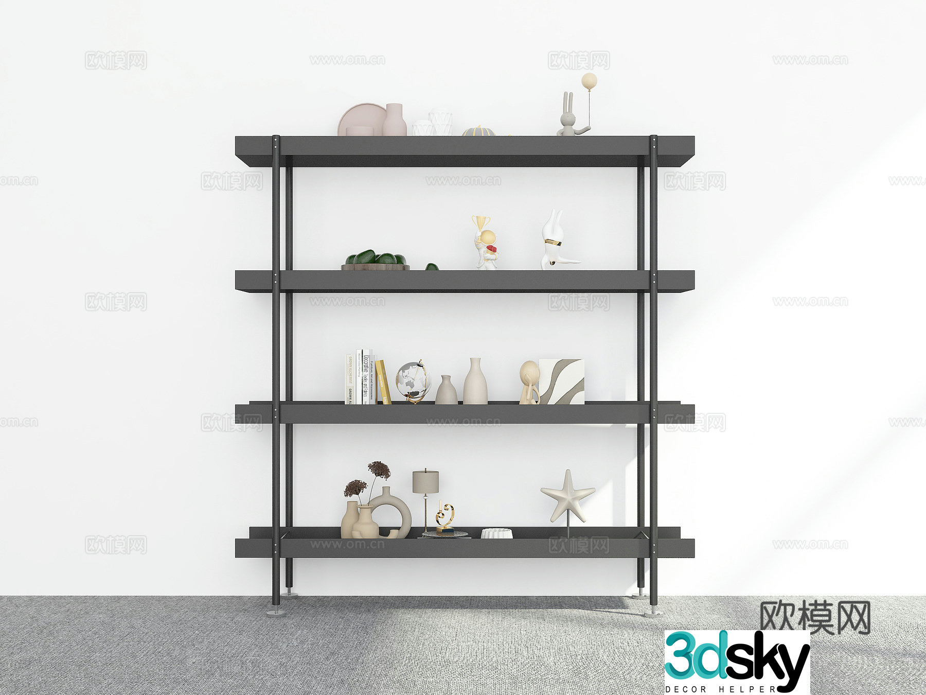 Modern bookshelf shelf 3d model