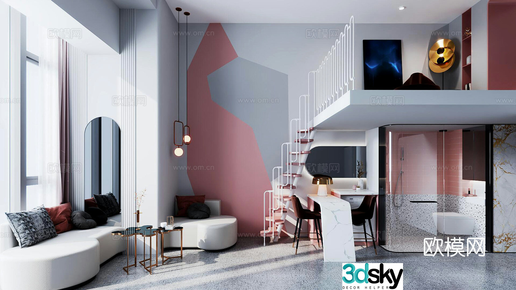 Modern single apartment 3d model