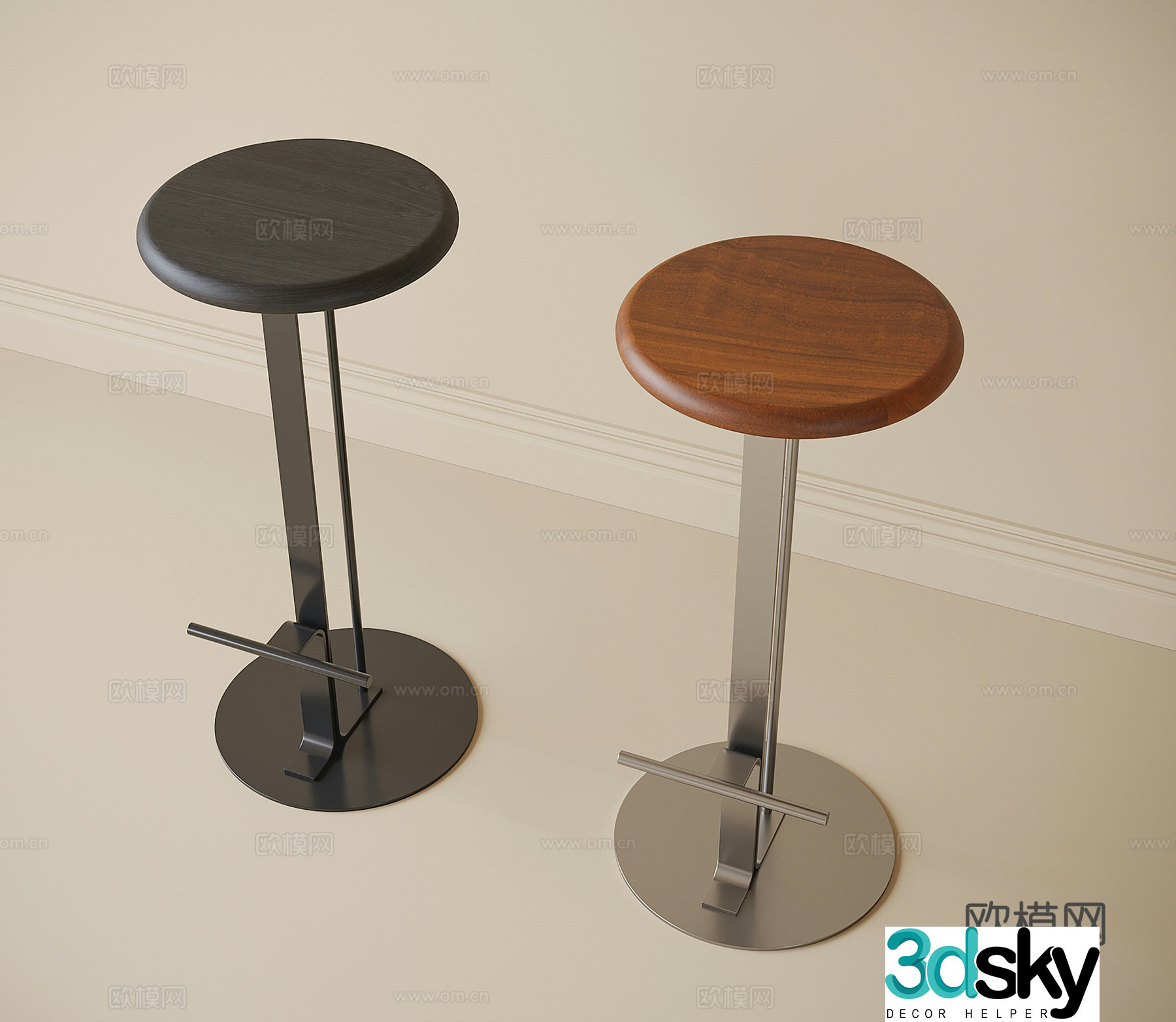 Modern bar stool bar stool high stool 3d model