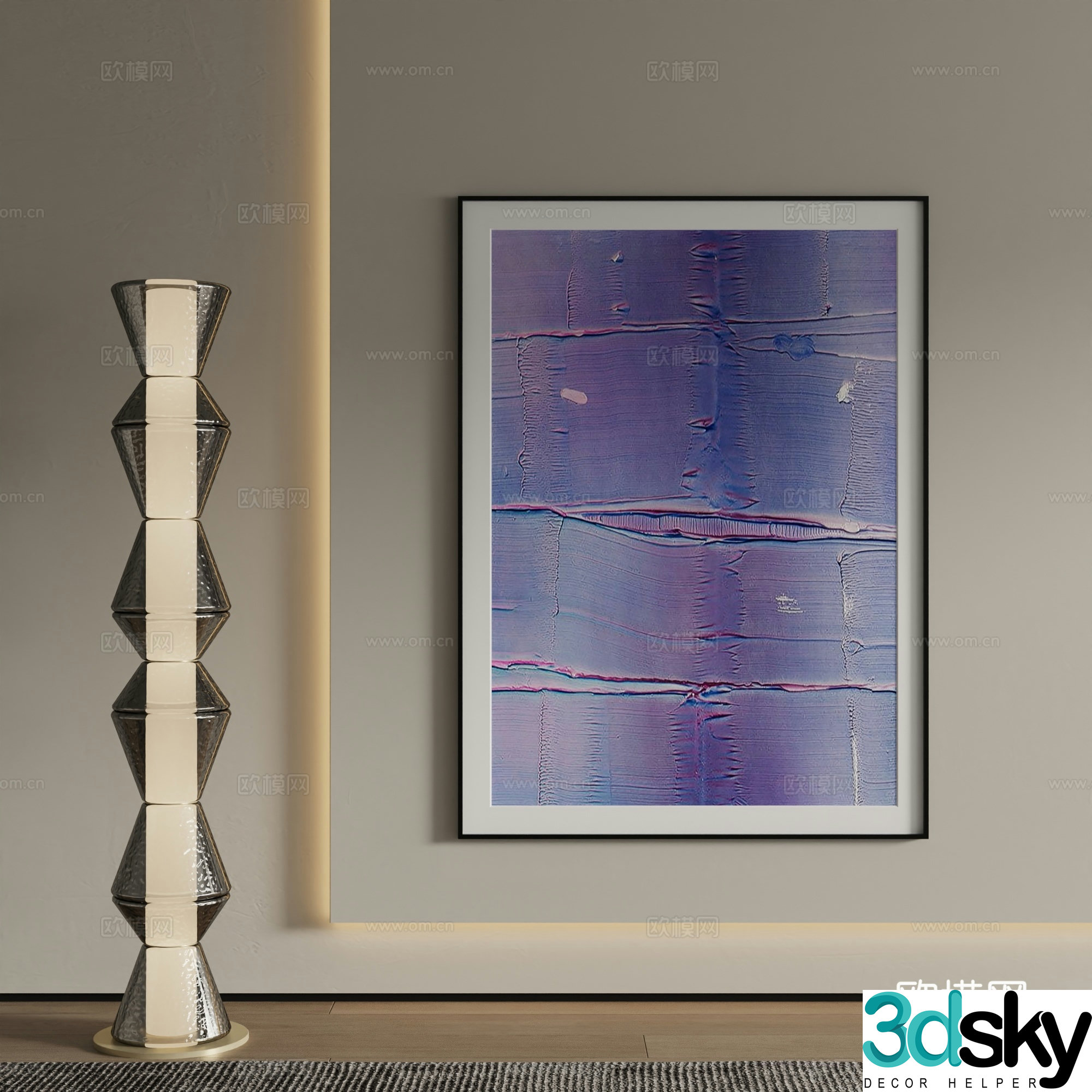 Modern abstract painting Decorative painting 3d model