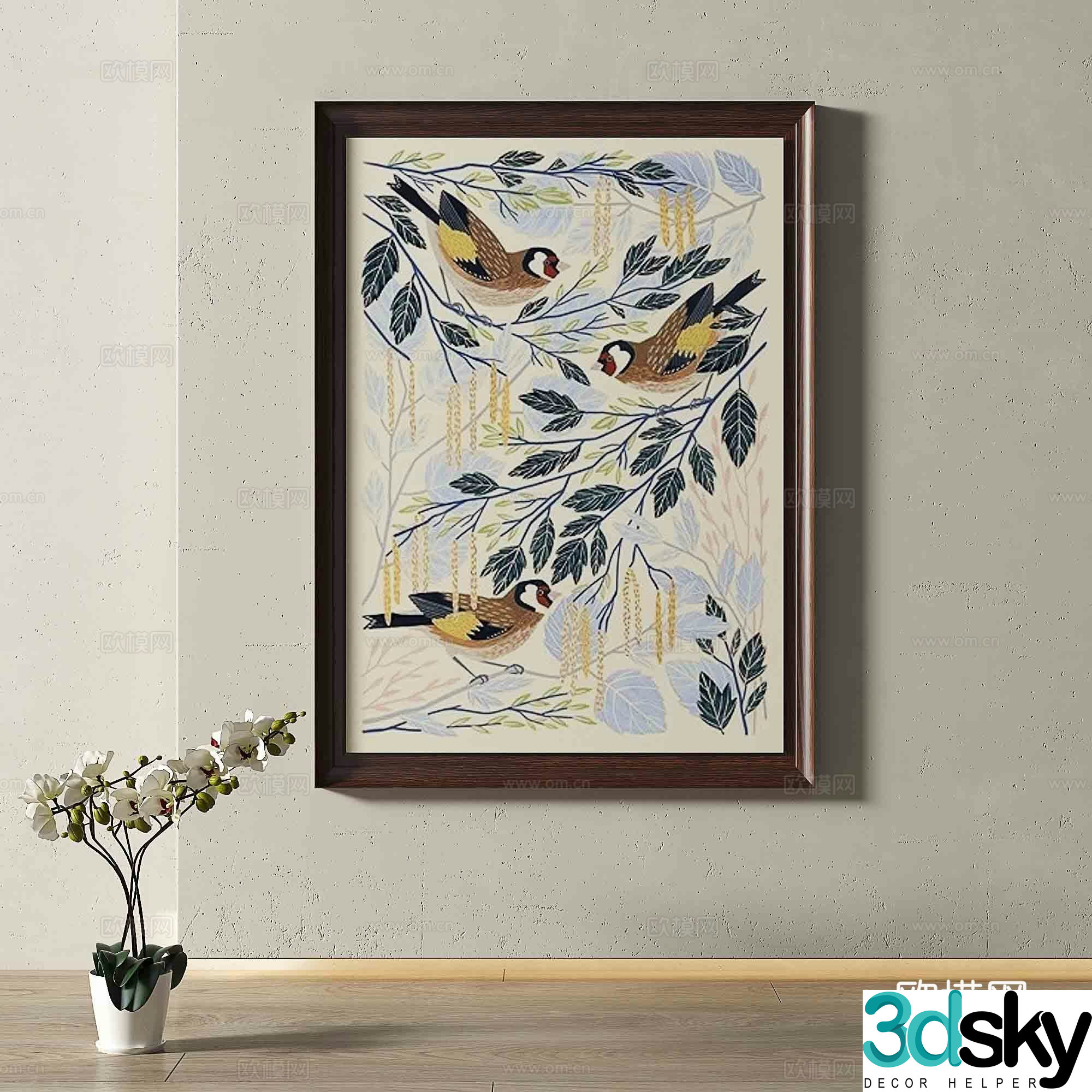 Retro hanging paintings decorative paintings 3d model
