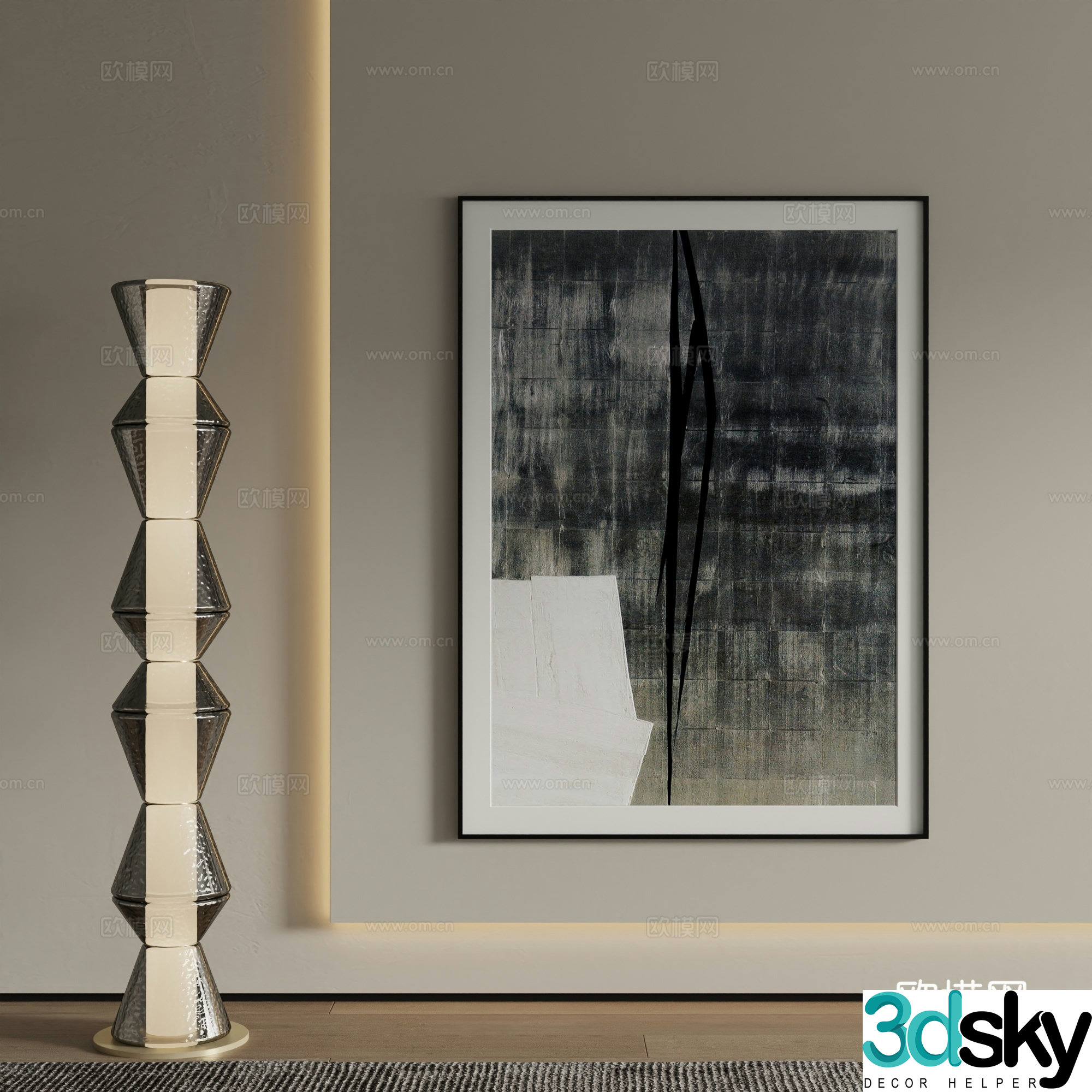 Modern abstract painting Decorative painting 3d model