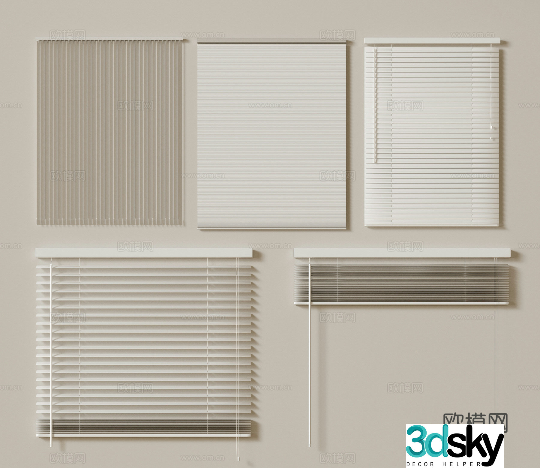 Modern Venetian blinds Shangri-La curtains Dream curtains Roman curtains 3D model