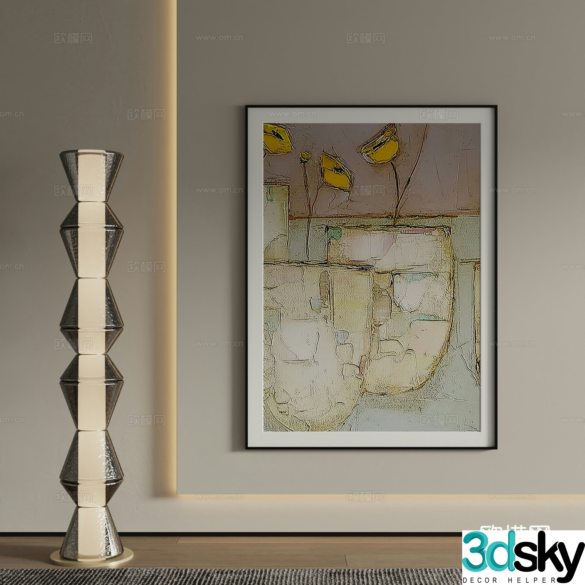 Modern abstract painting Decorative painting 3d model