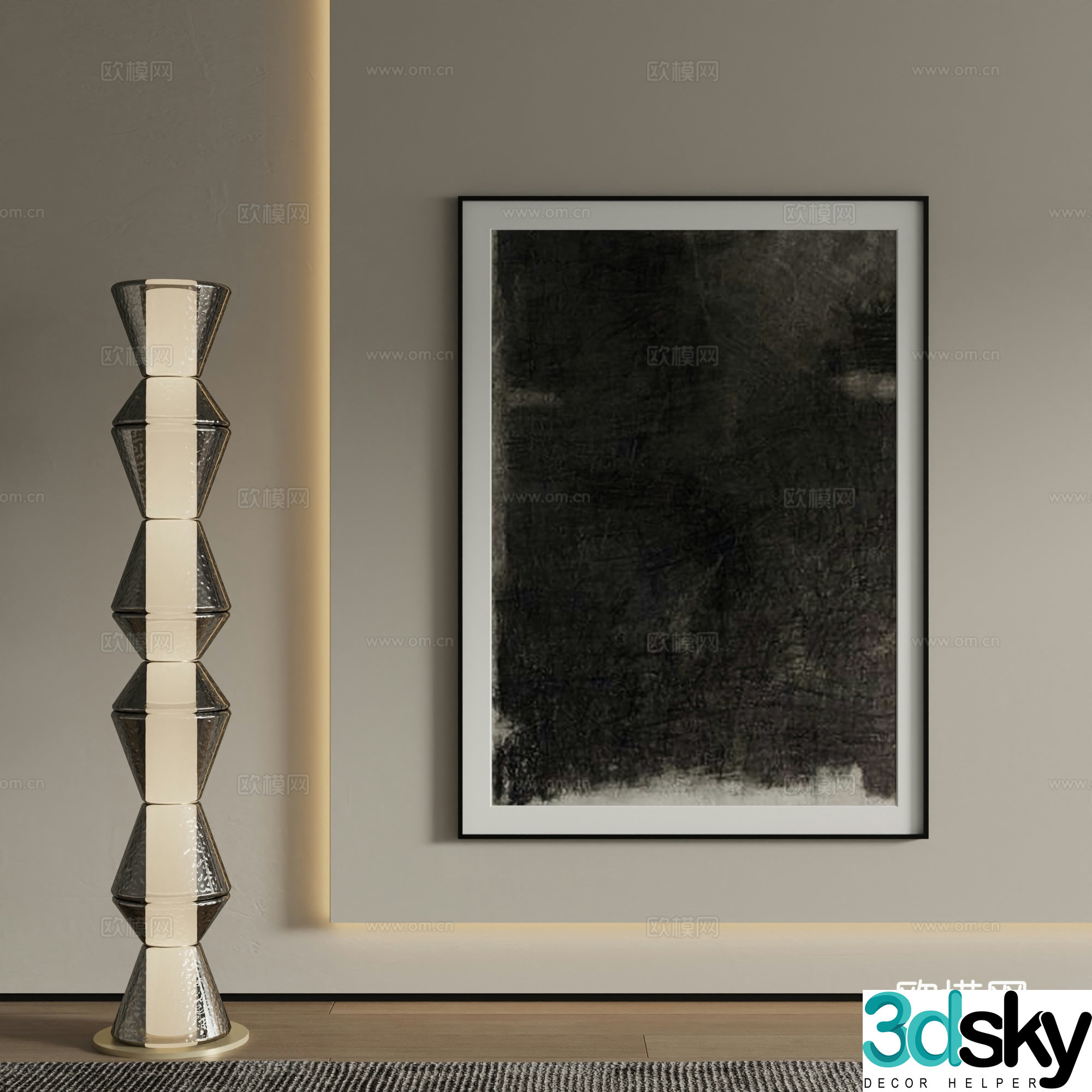 Modern abstract painting Decorative painting 3d model