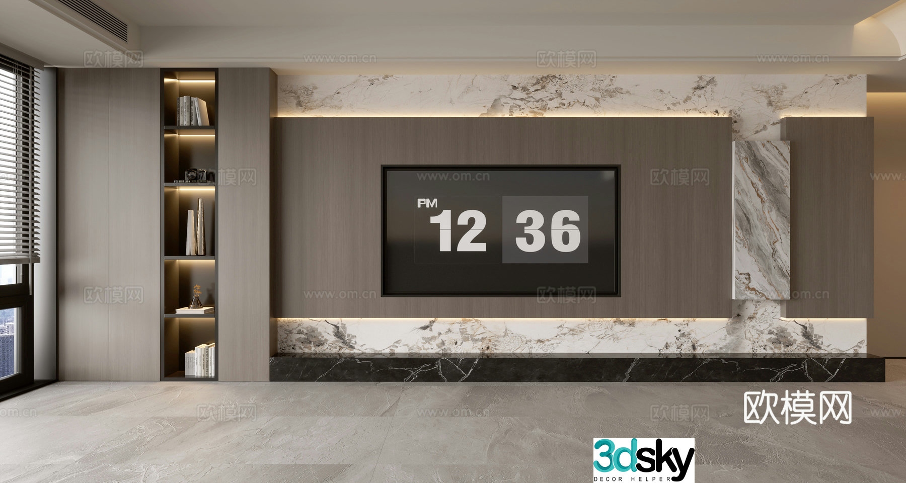 Modern TV background wall 3d model