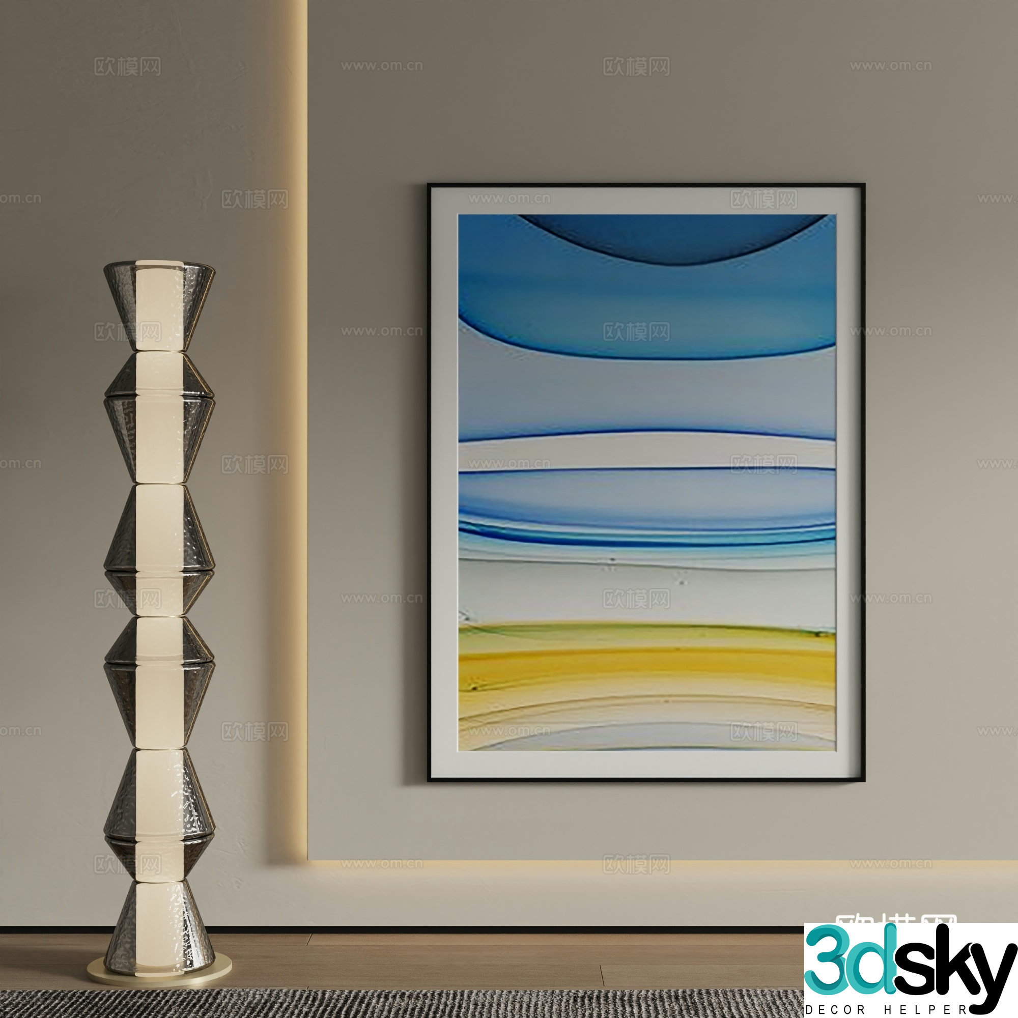 Modern abstract painting decorative painting 3d model