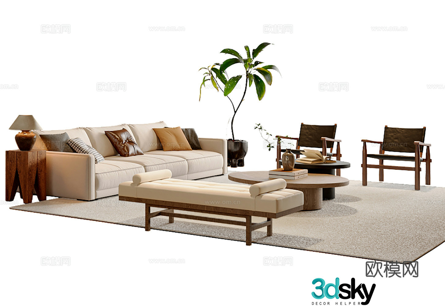 New Chinese style combination sofa 3D model