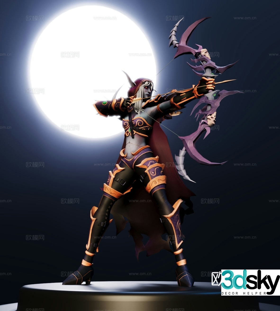 High-precision figure 2D Sylvanas 3D model